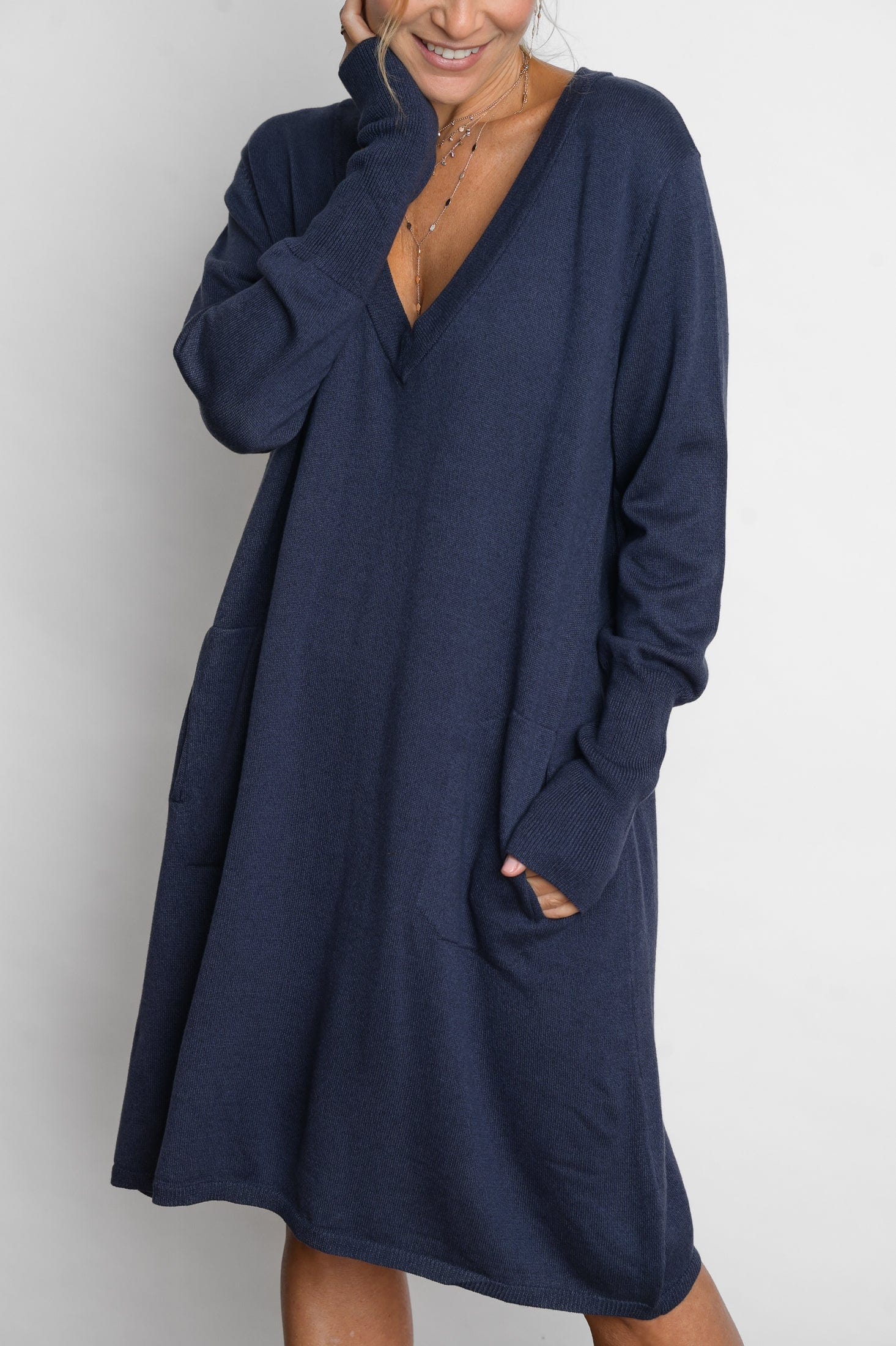 EVIA שמלת סריג מיני כחולה image 6