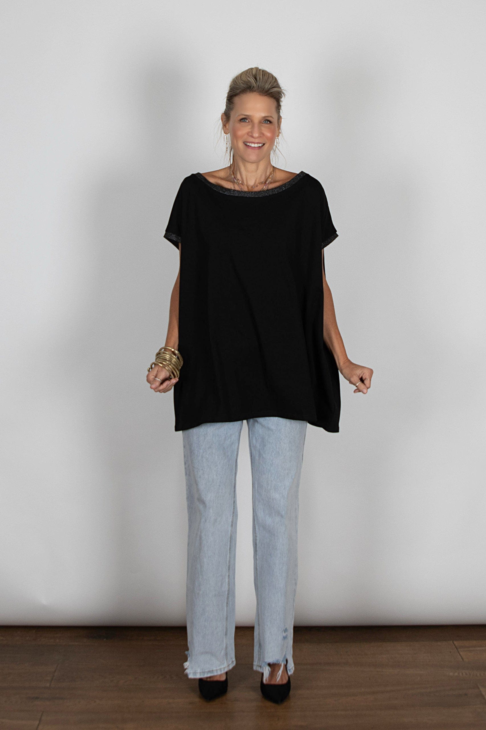 OFER חולצה שחורה אוברסייז image 2