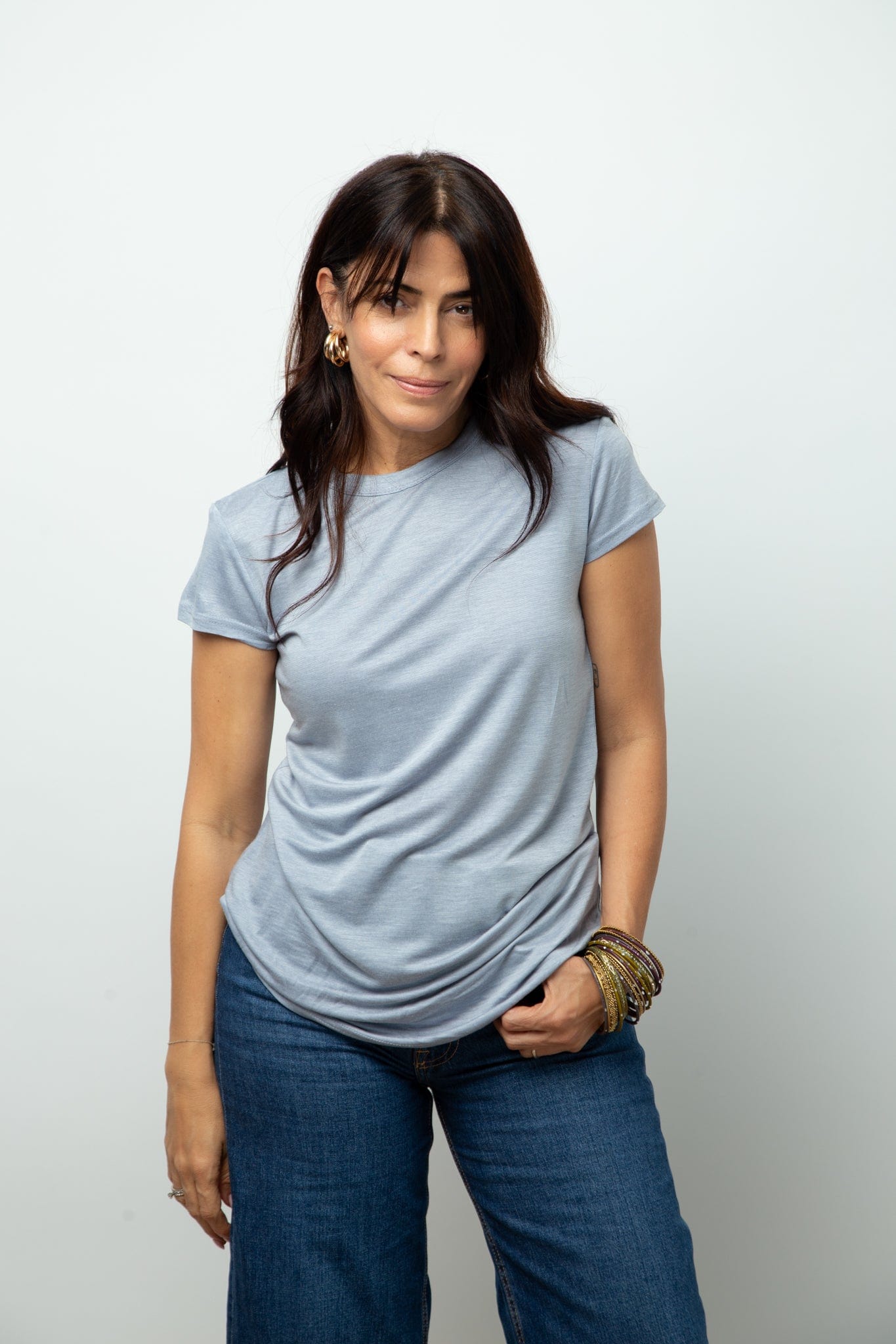 NINE חולצה בייסיק תכלת image 7