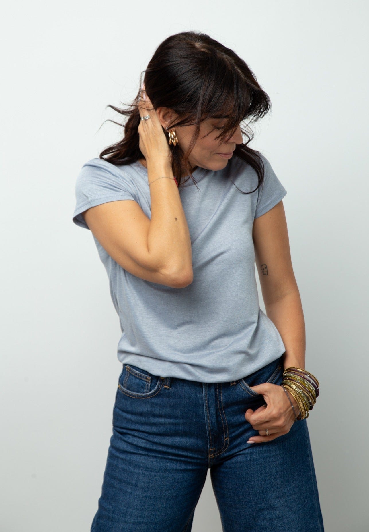 NINE חולצה בייסיק תכלת image 3