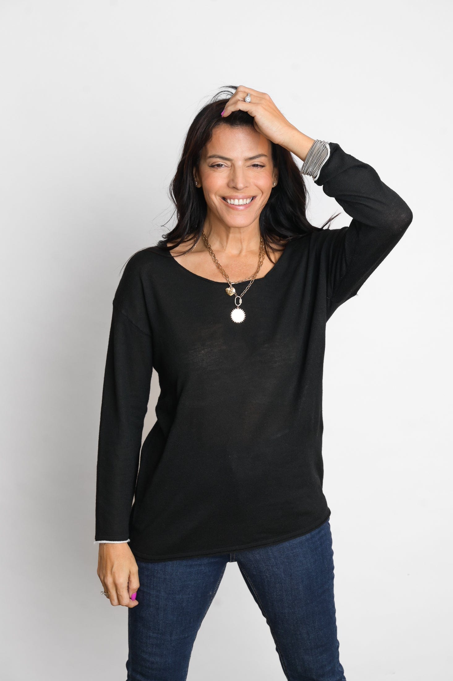 TILOS סריג כפתורים שחור image 7