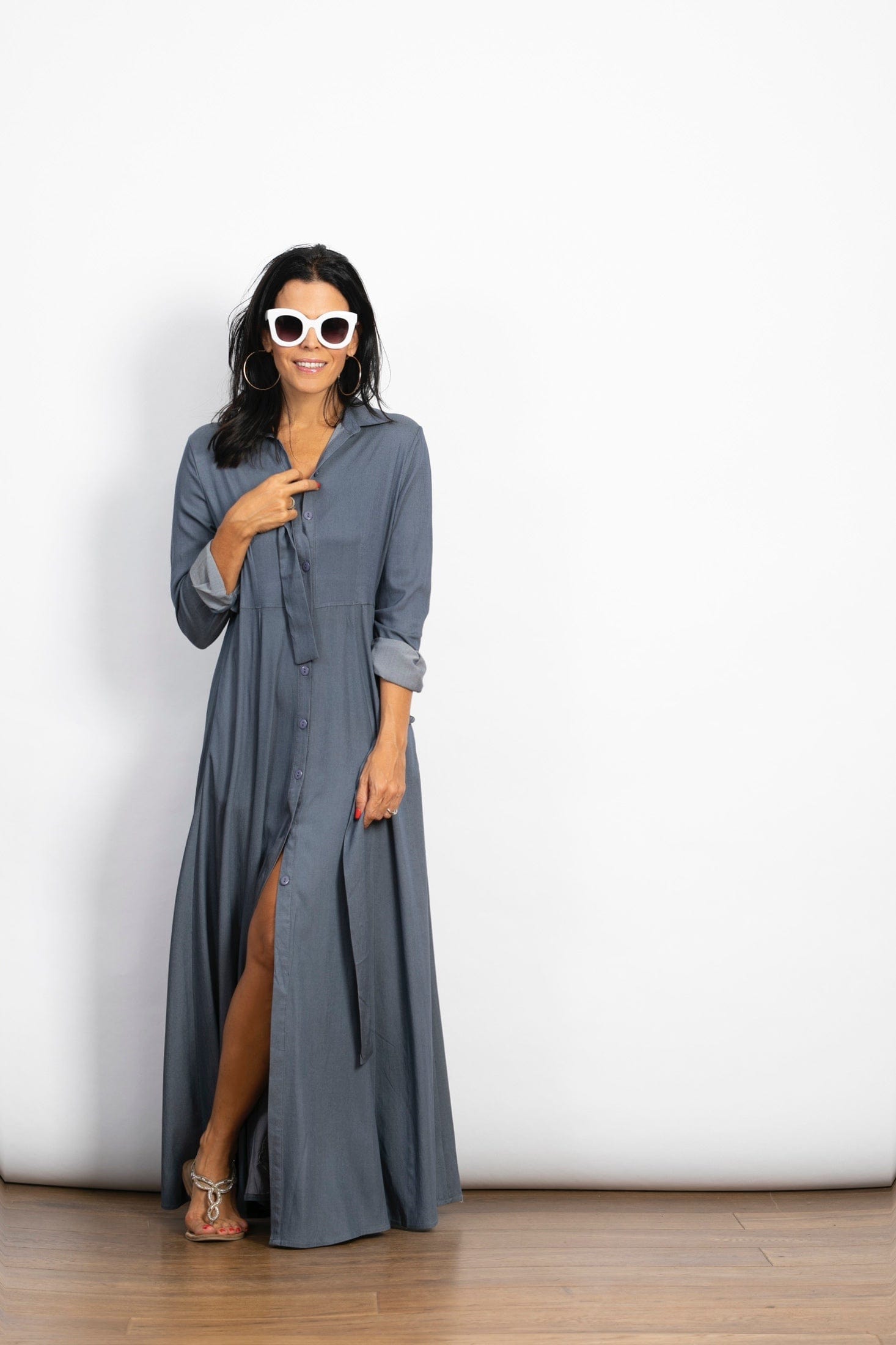 LIMA שמלה מקסי כפתורים image 4