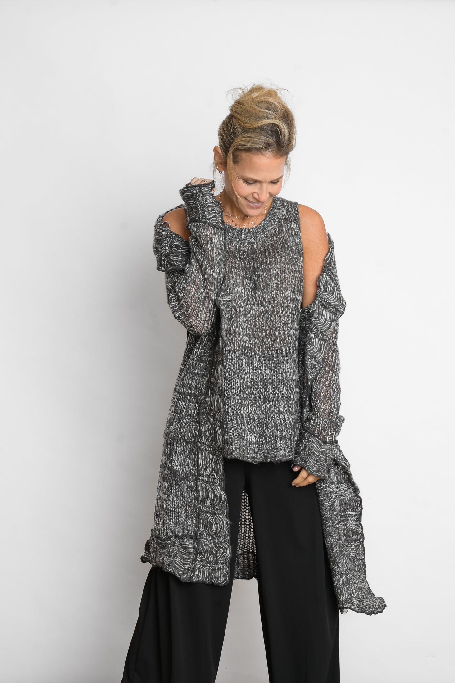 LOS אפודה שחור לבן סריג image 3