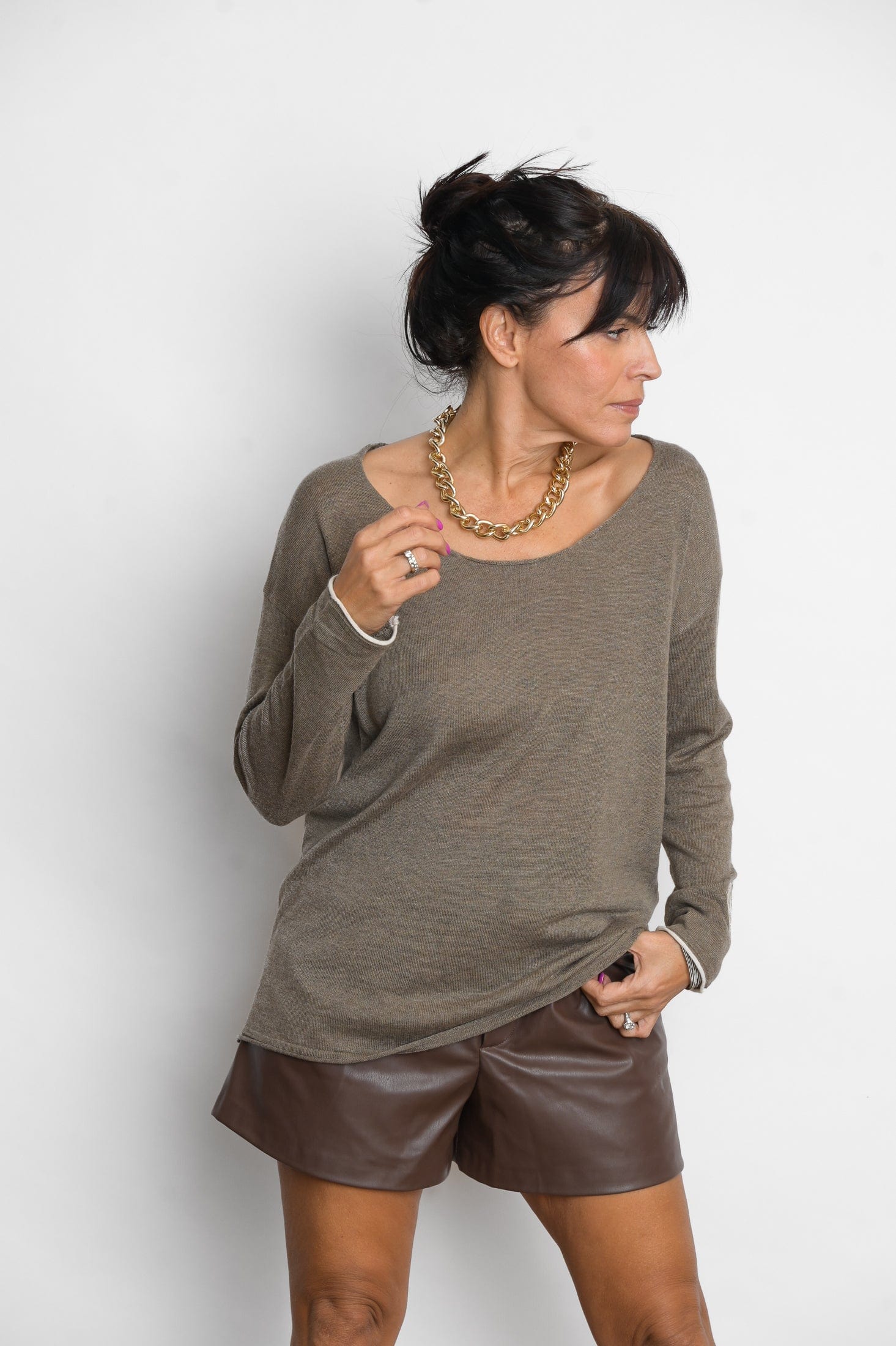 TILOS סריג כפתורים חום image 14