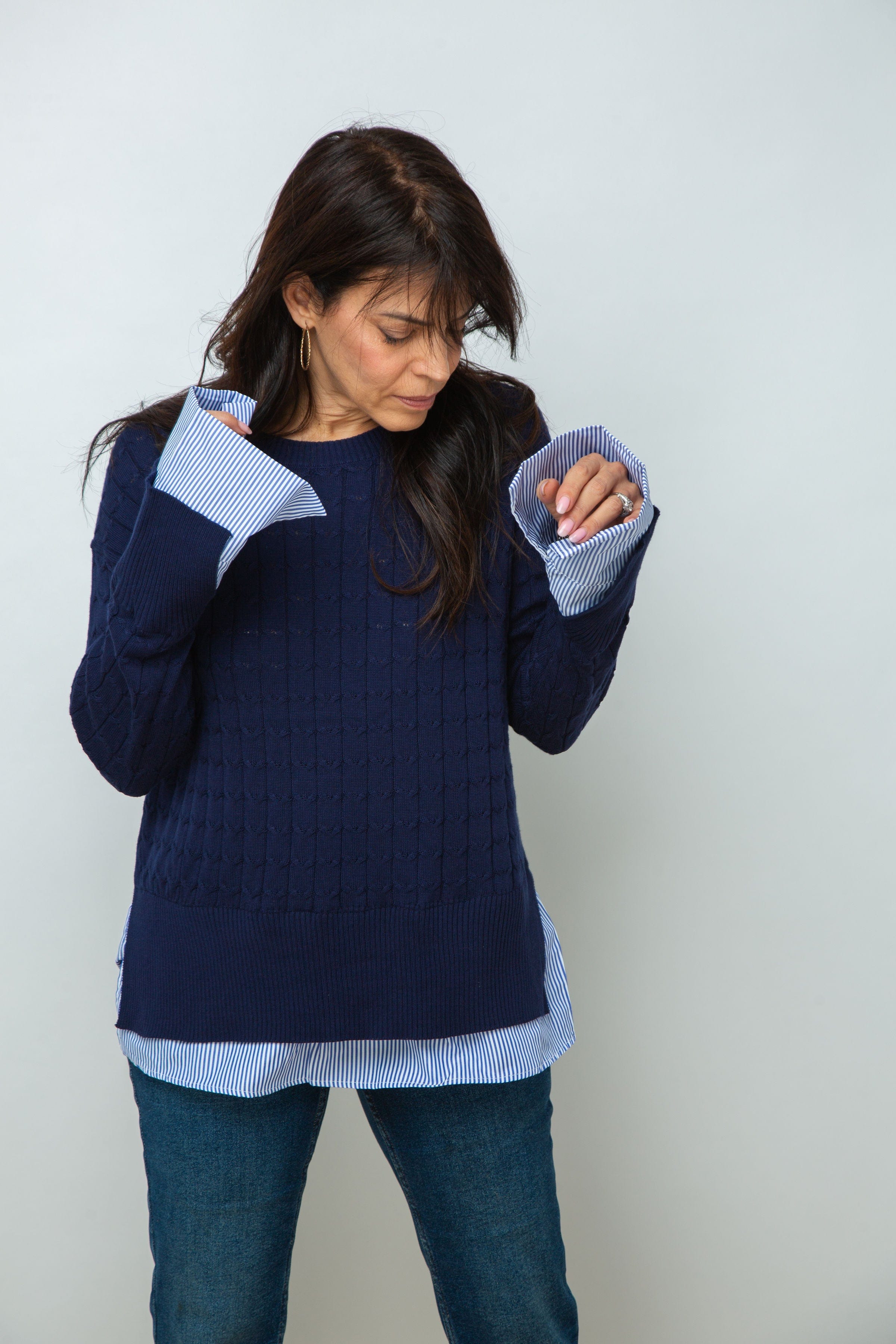 ST.MORITZ סריג צמות חולצה כחול image 10