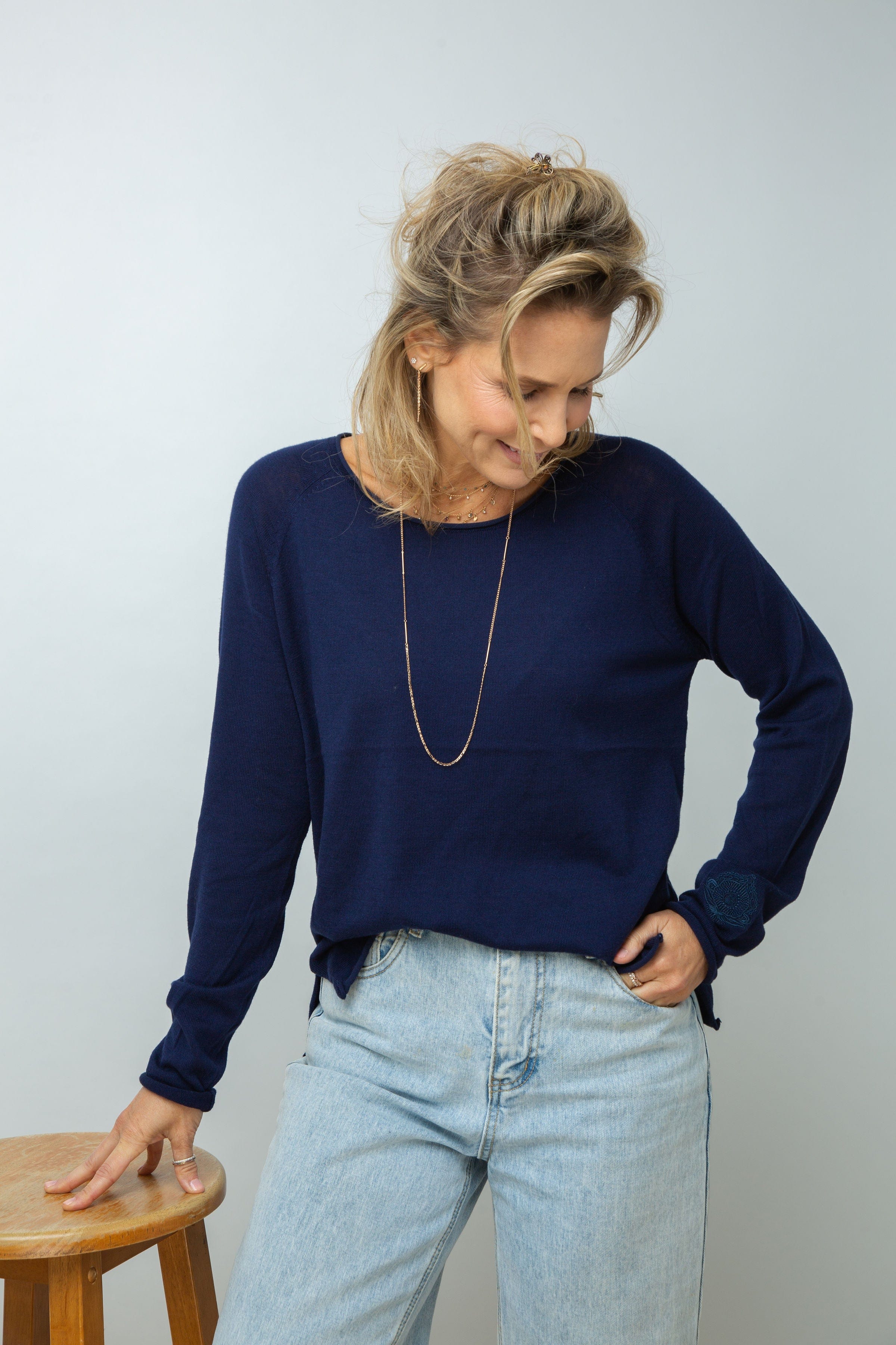 POOL סריג עגול כחול image 7