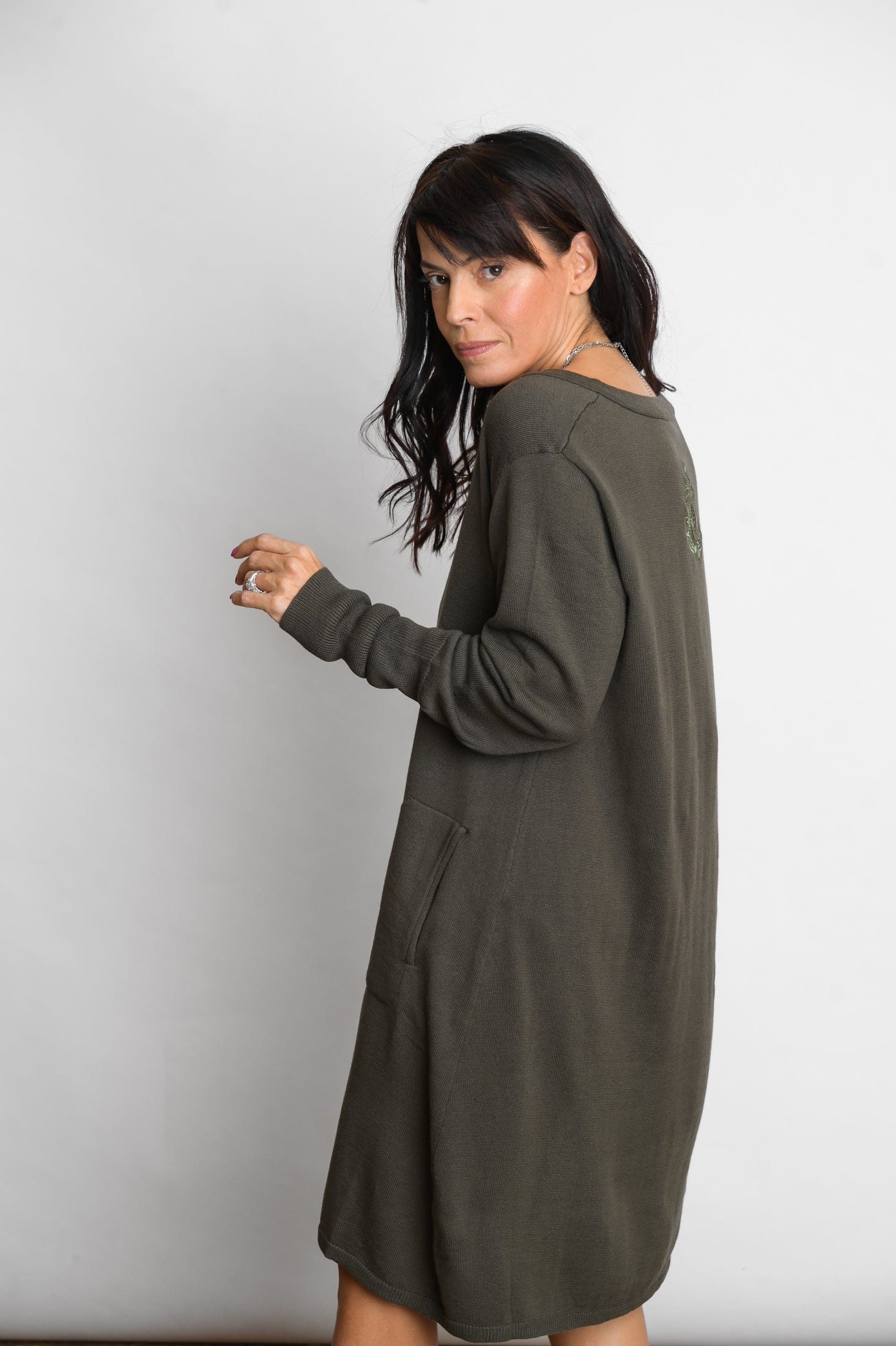 EVIA שמלת סריג מיני ירוק image 5