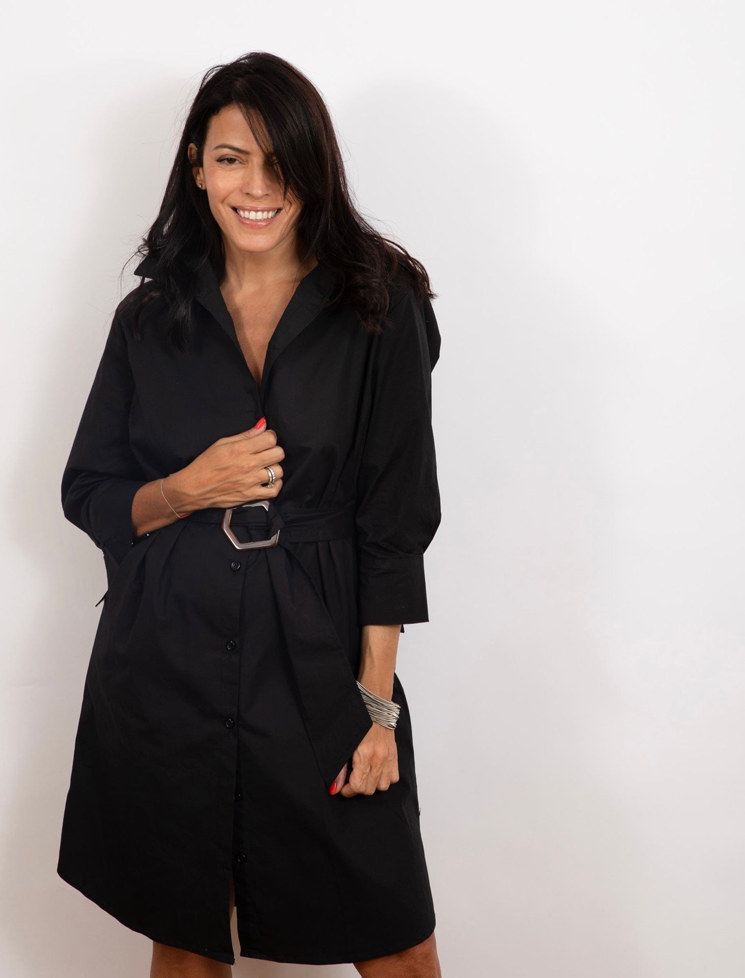 D DRESS שמלה שחורה עם חגורה image 1