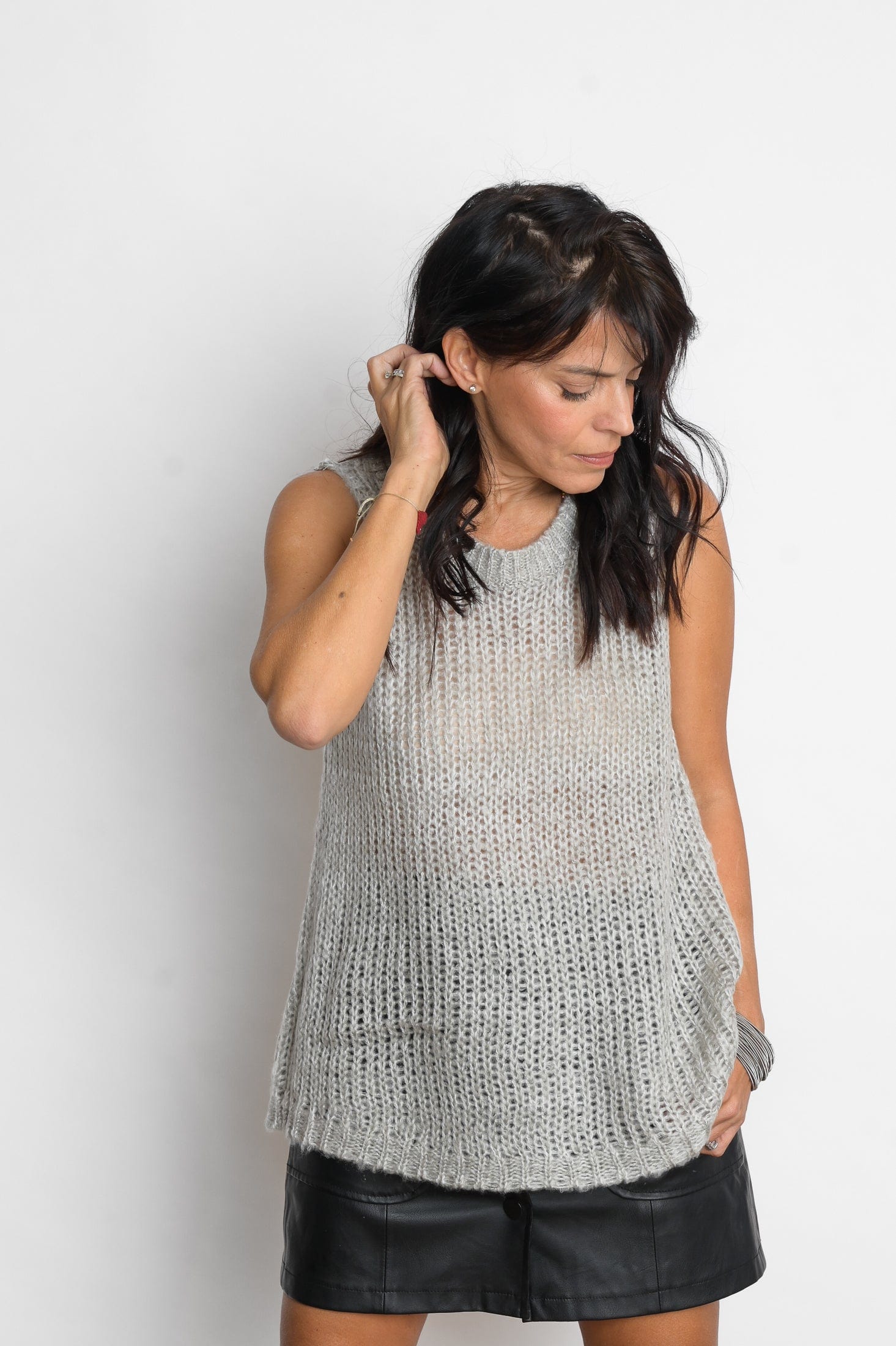 LOS  אפודה סריג אפור בהיר image 5