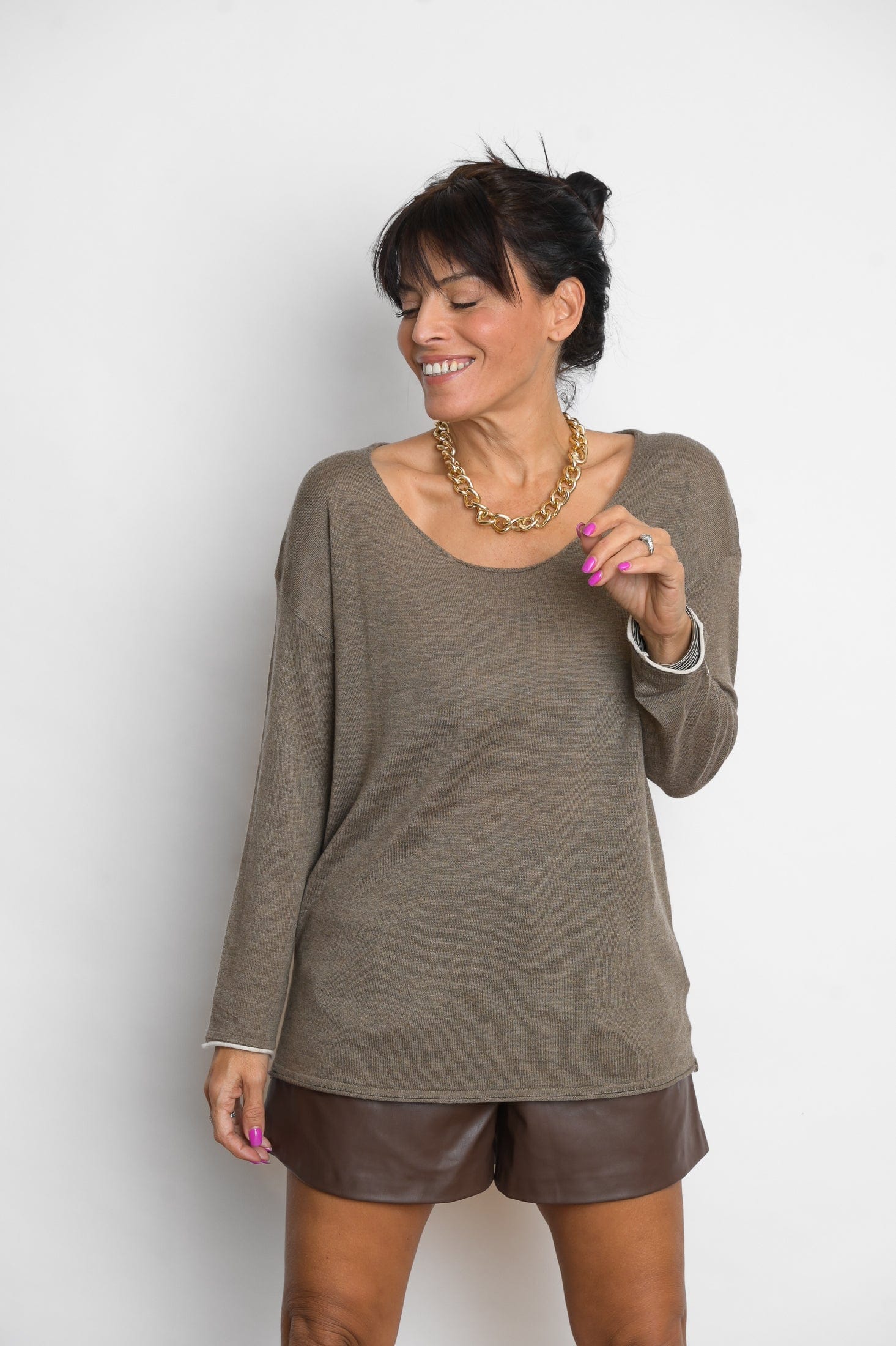 TILOS סריג כפתורים חום image 13