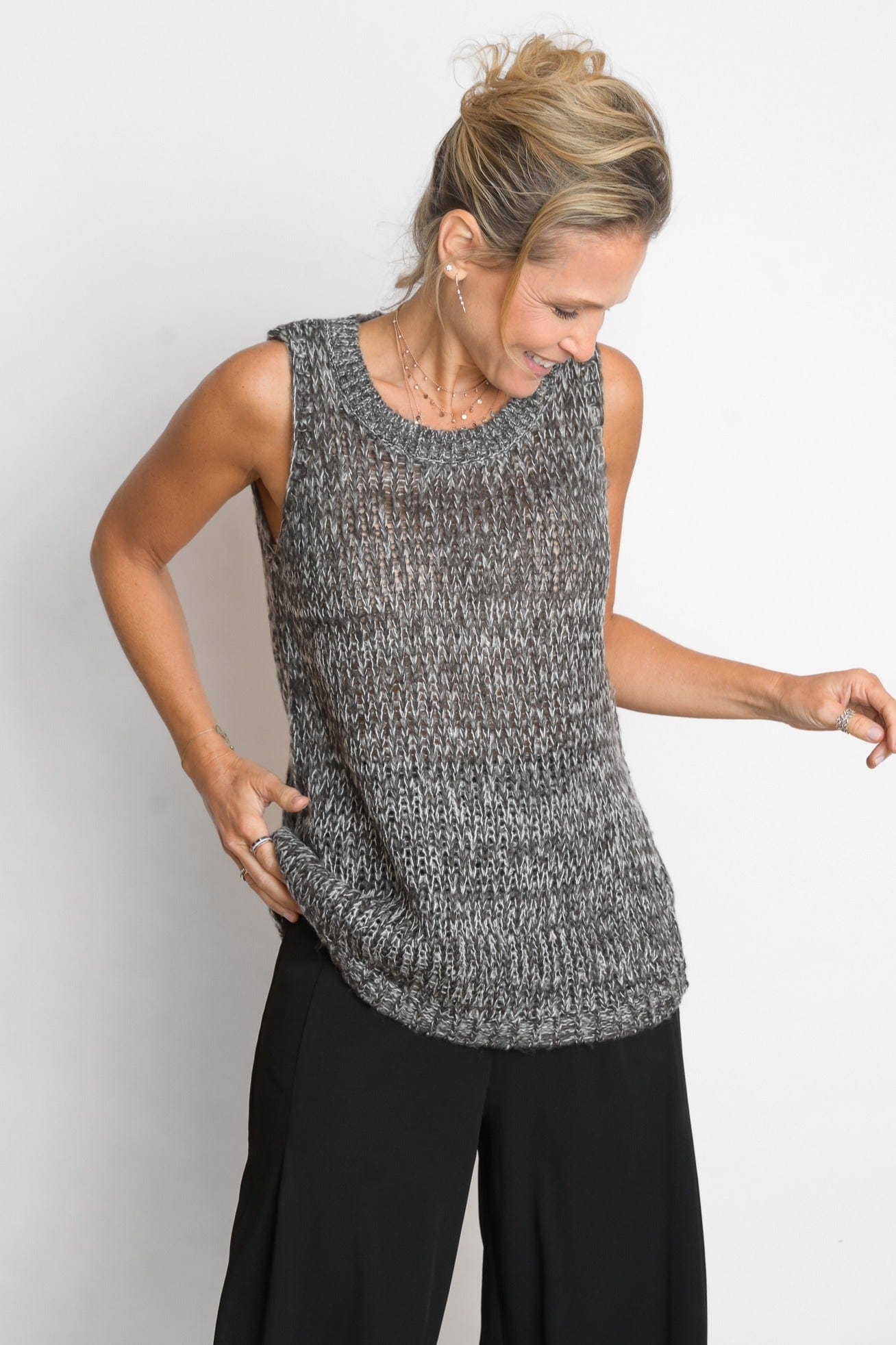 LOS אפודה שחור לבן סריג image 0