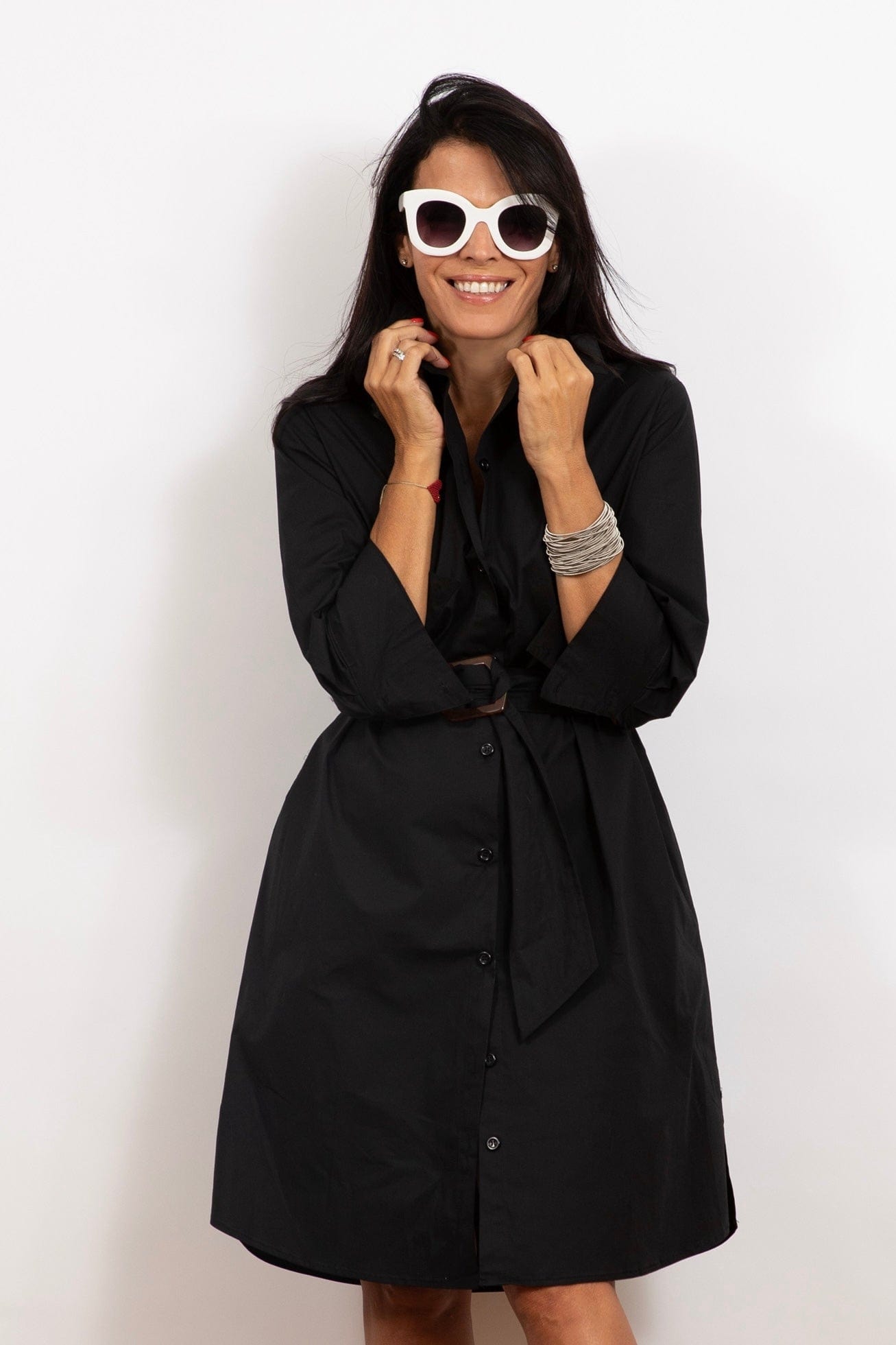 D DRESS שמלה שחורה עם חגורה image 5