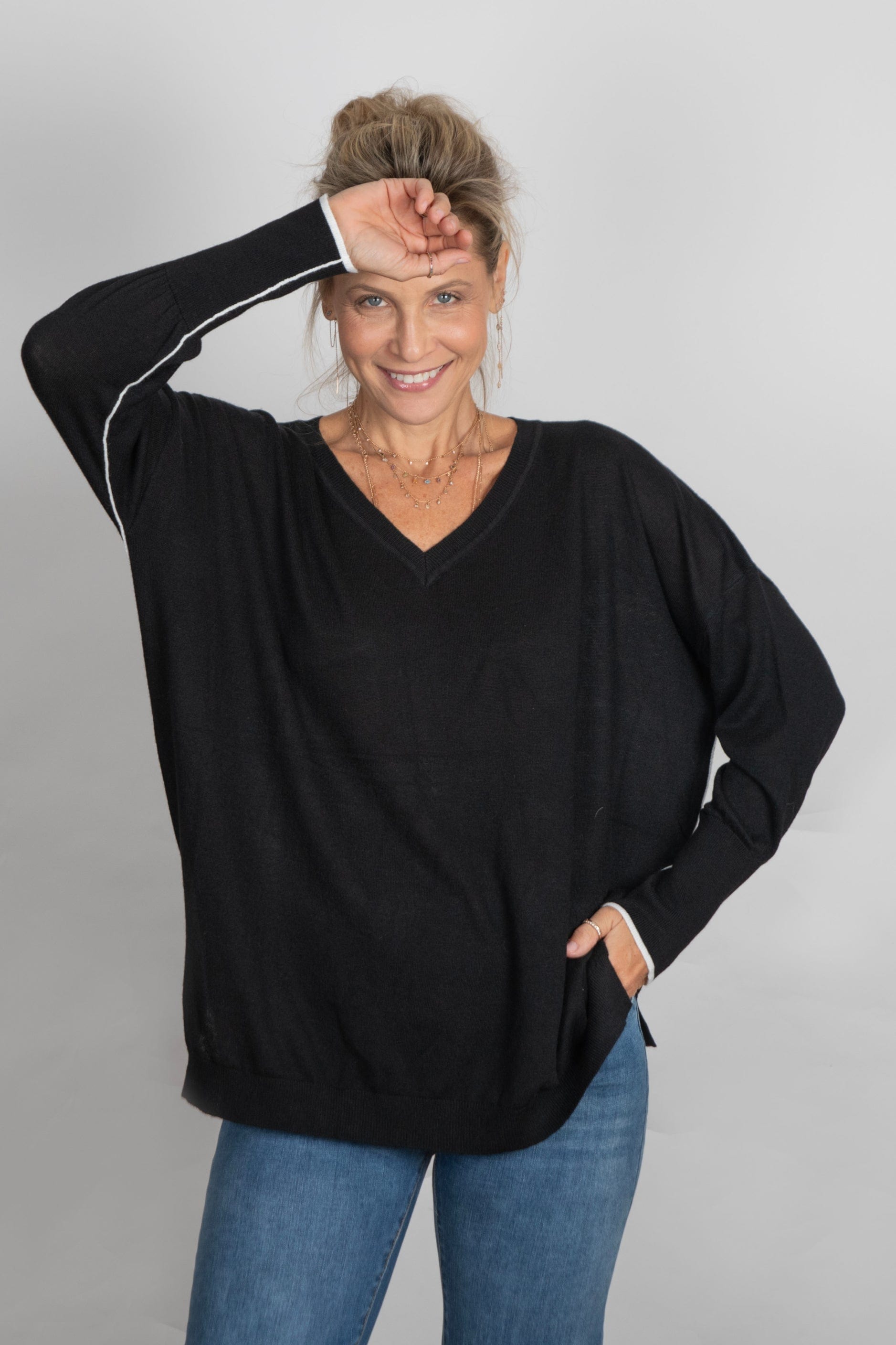 LENNOX  V סריג אוברסייז שחור image 4