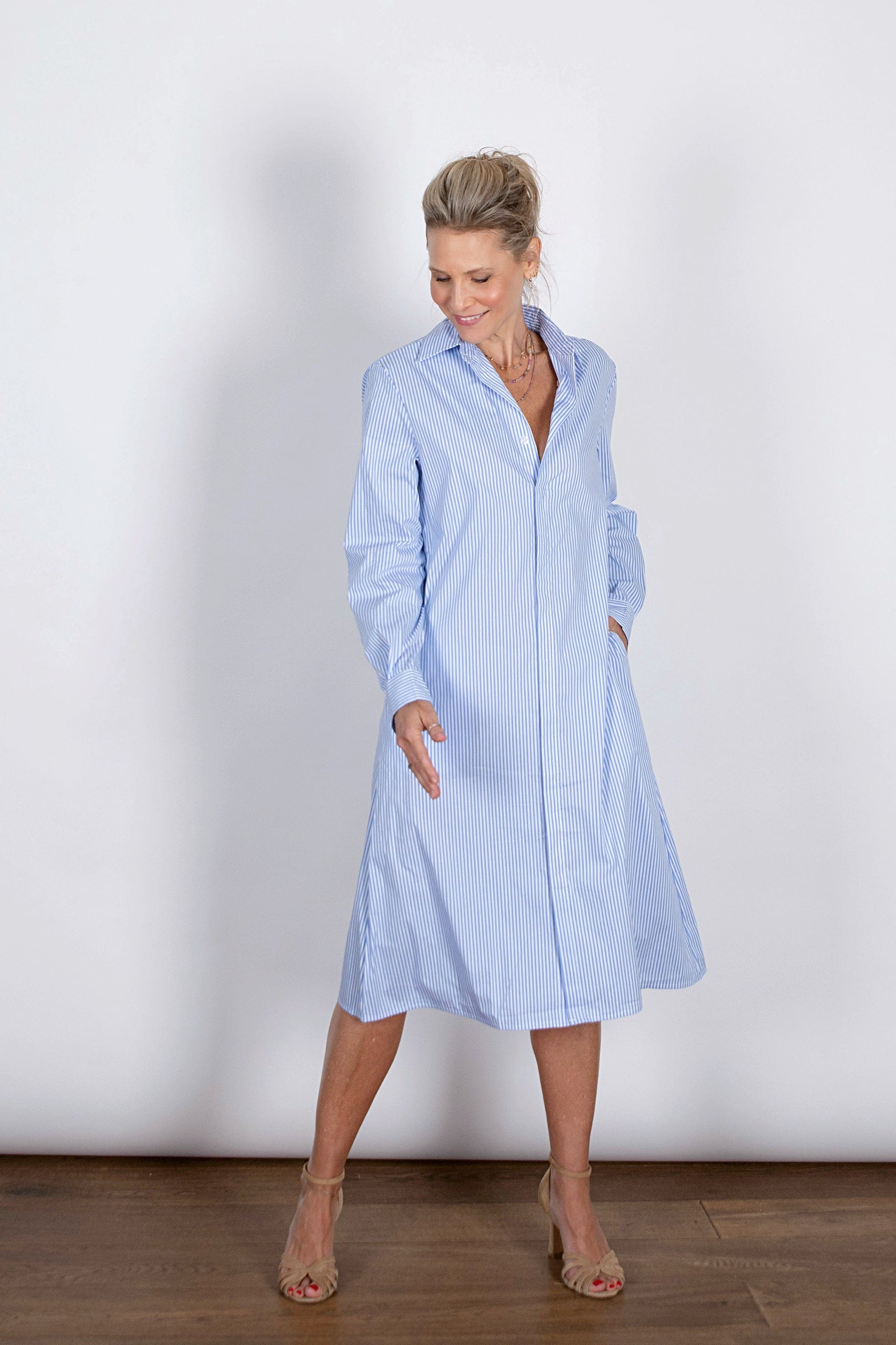 STRIP DRESS שמלה מידי פסים תכלת image 12