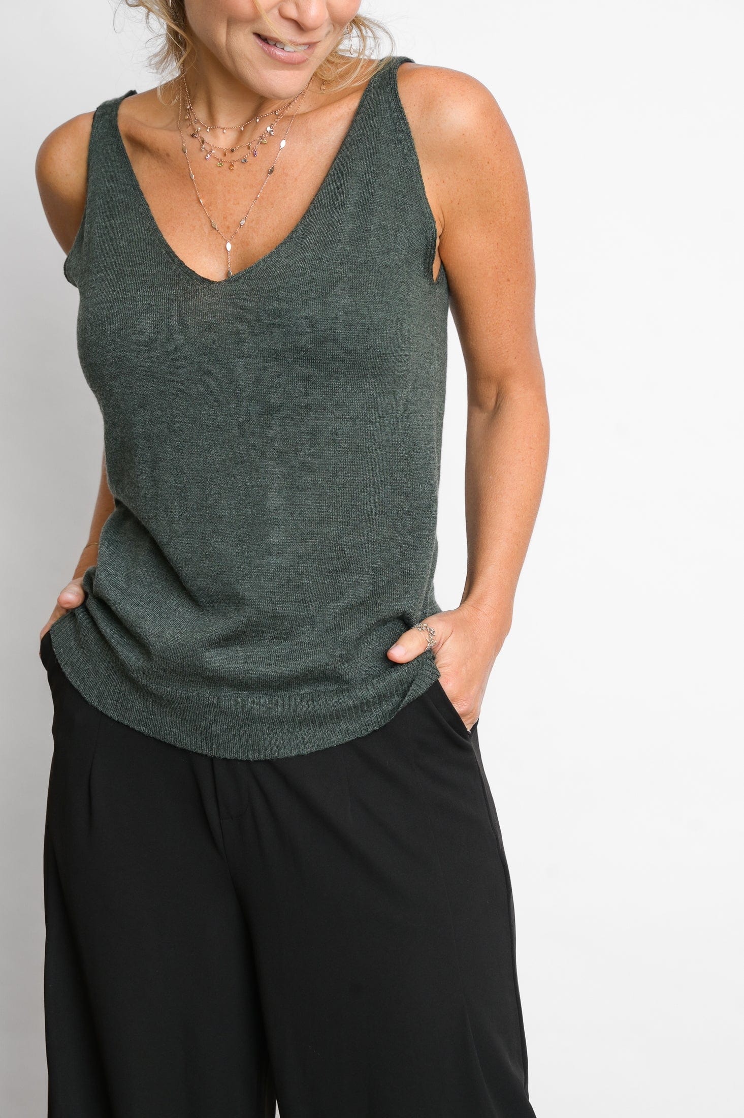 LEMNOS גופיית סריג ירוק image 8