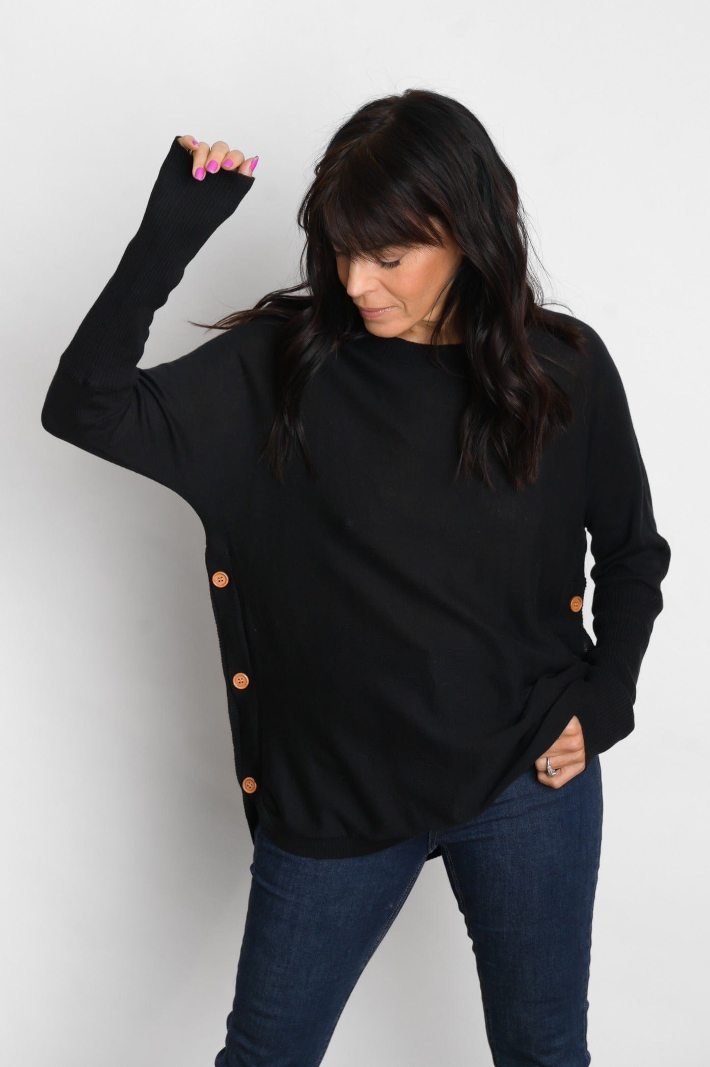 DIA סריג שחור מעוצב כפתורים image 0