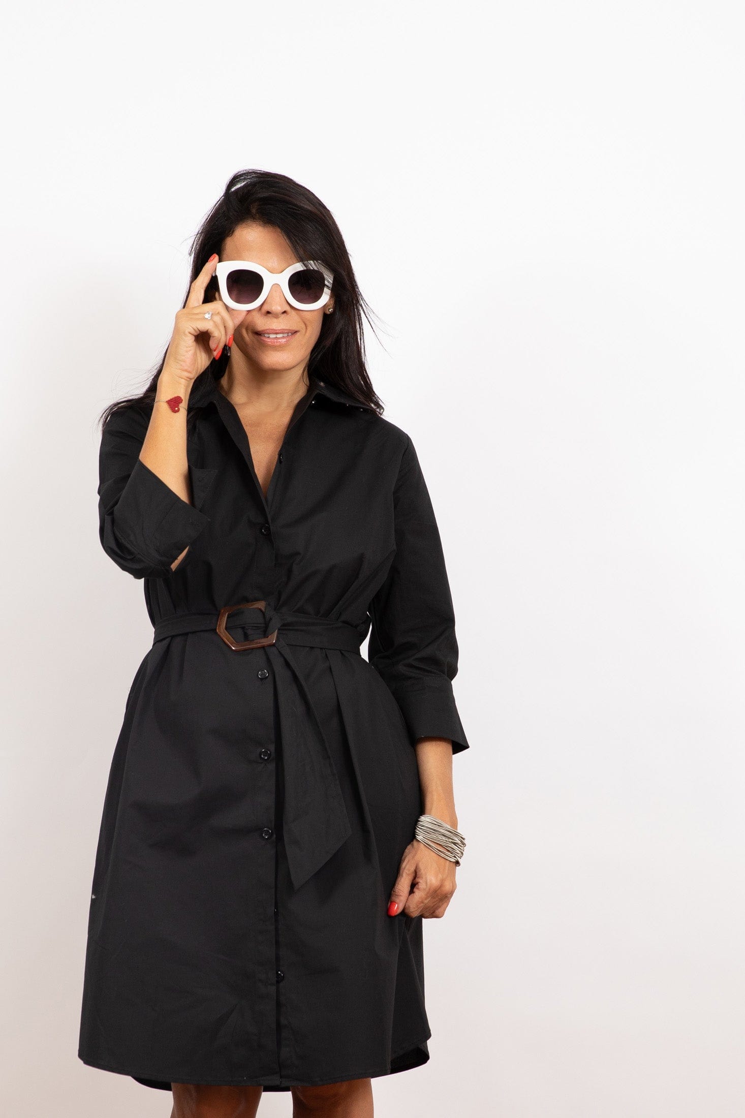 D DRESS שמלה שחורה עם חגורה image 9