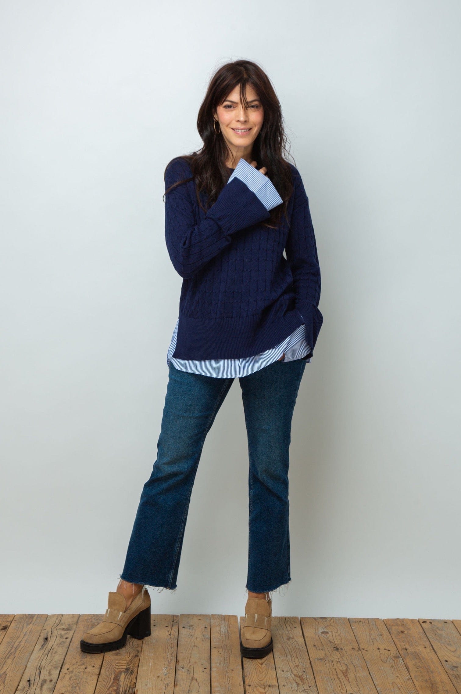 ST.MORITZ סריג צמות חולצה כחול image 1