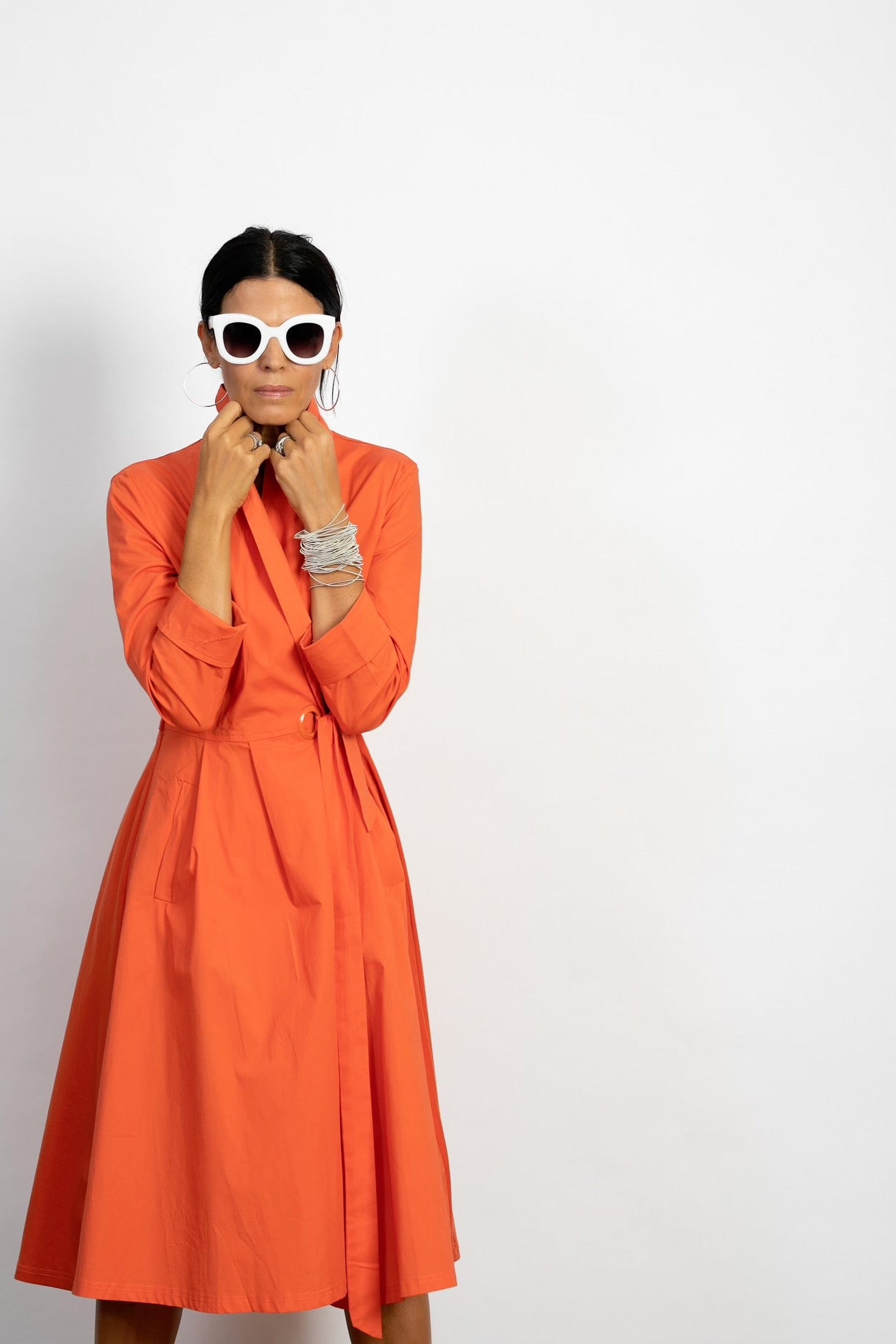 ATLAS  שמלת מעטפת כתומה image 3