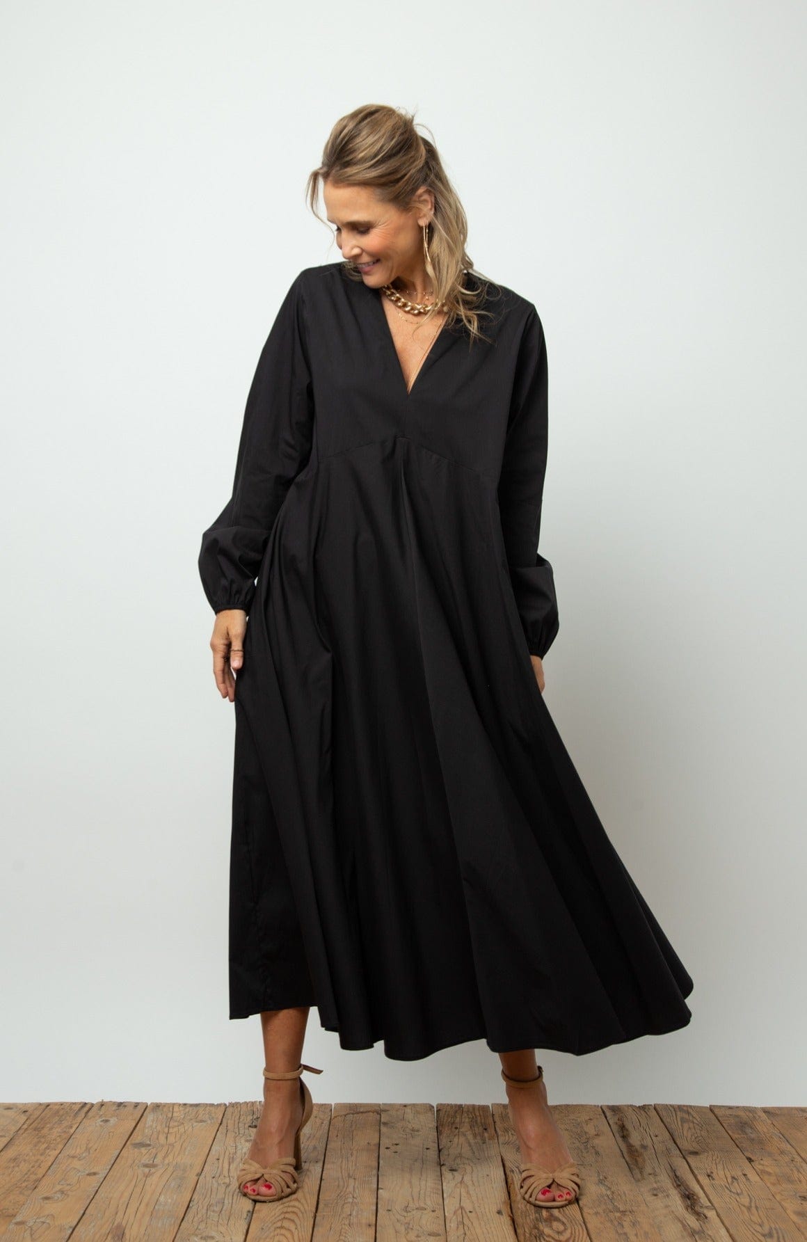 BRAY DRESS  שמלה מקסי שחורה אוברסייז image 2