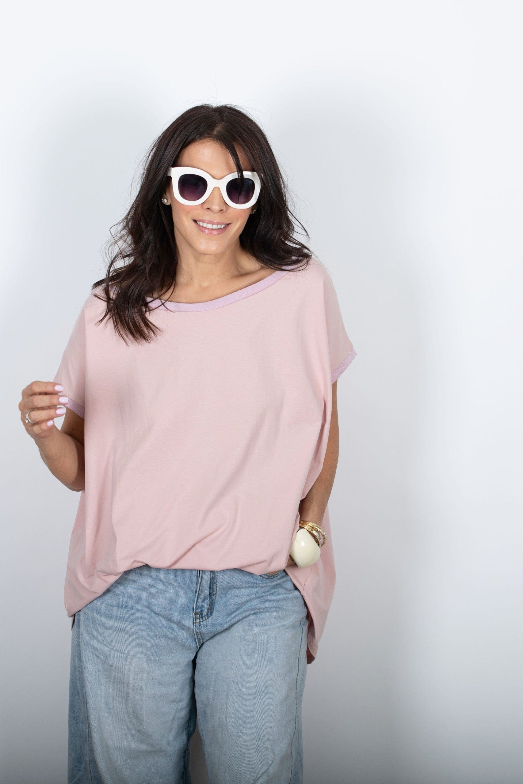 OFER חולצה ורודה אוברסייז image 8