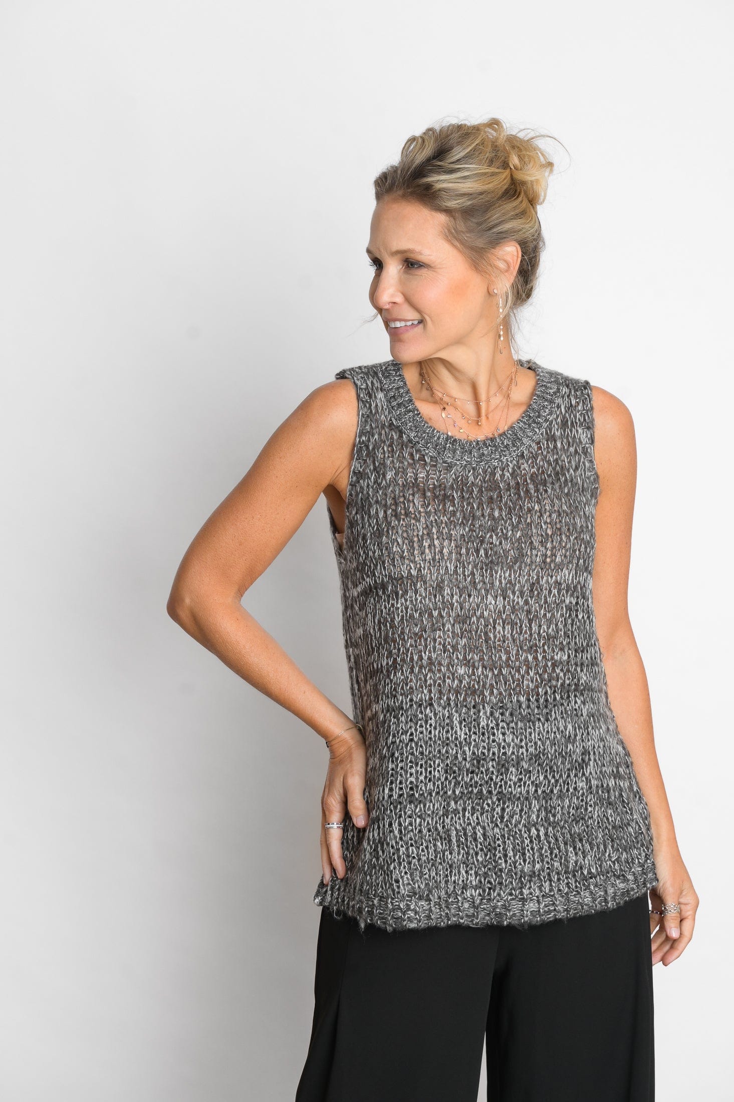 LOS אפודה שחור לבן סריג image 2