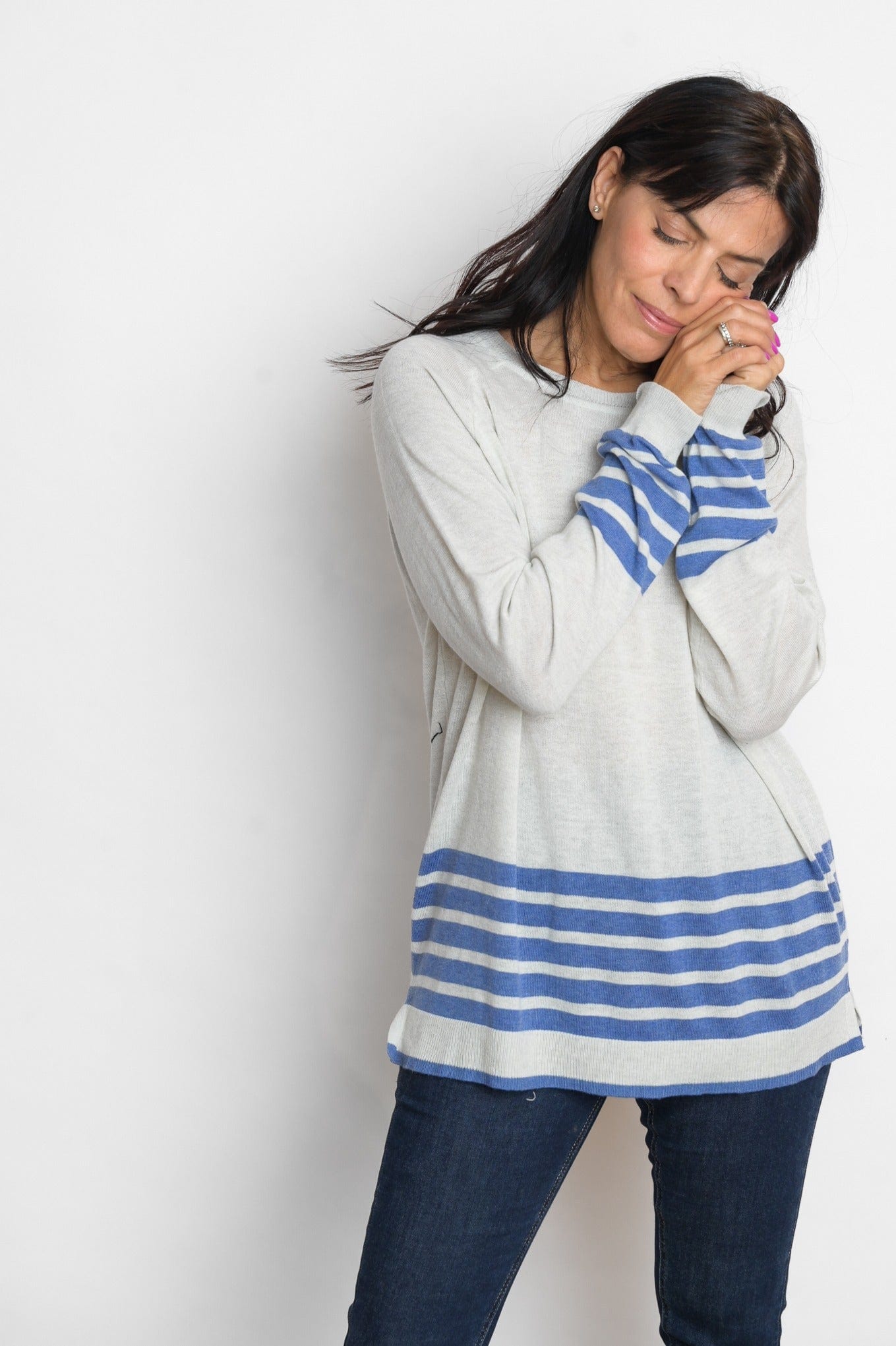 ARKI סריג בהיר מלאנז׳ כחול image 1