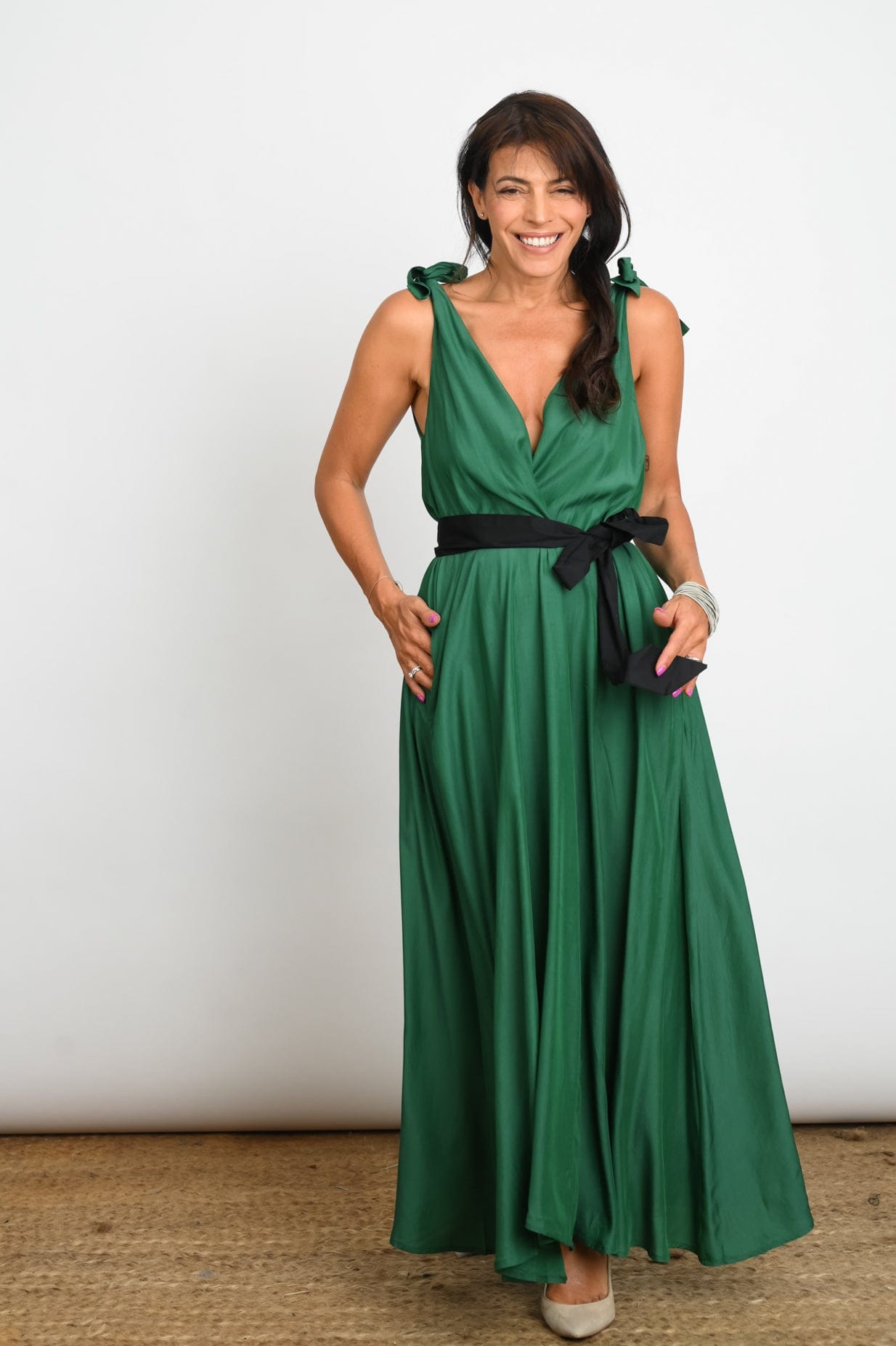 FLY  שמלה ירוקה כתפיות קשירה image 7