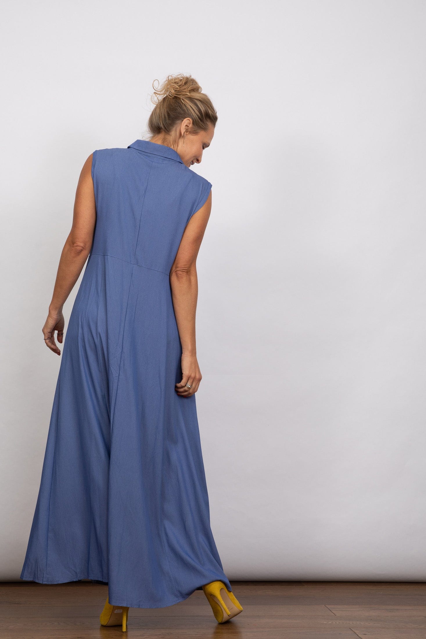 LIMA שמלה כחולה מקסי כפתורים image 5