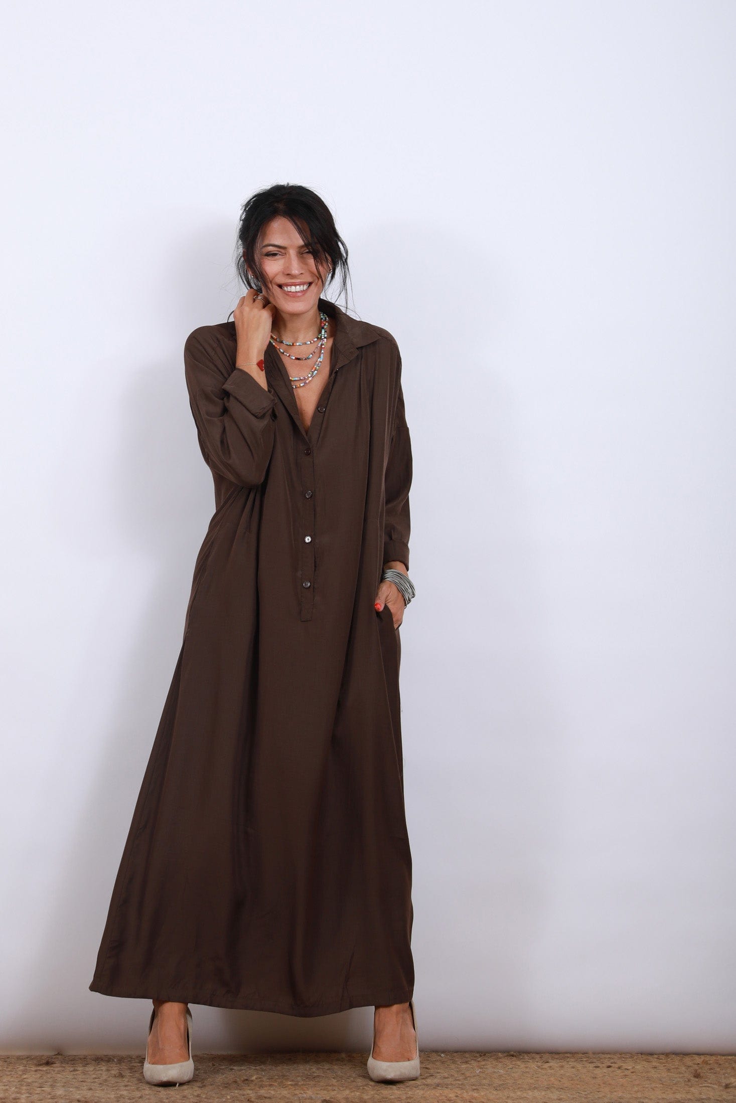 DEMON שמלה חומה מקסי image 4