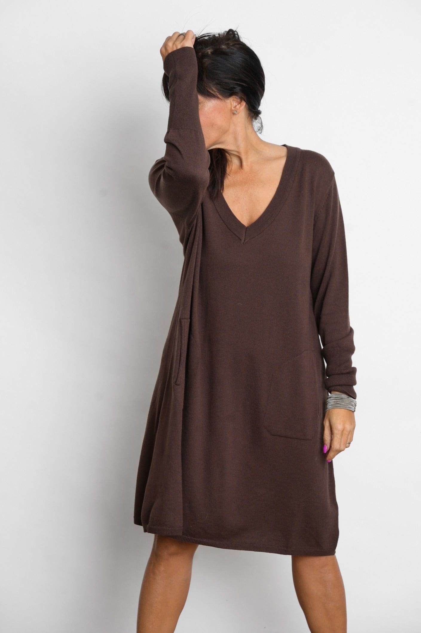 EVIA שמלת סריג מיני חום image 0