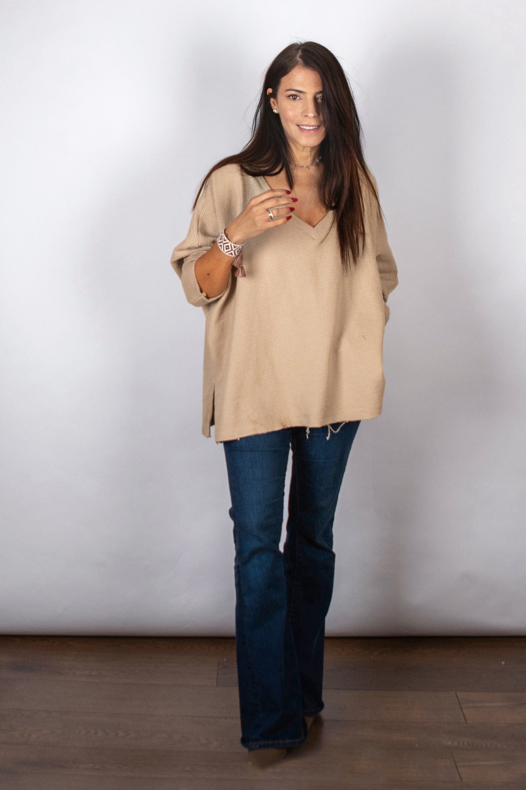 RIKI חולצת אוברסייז וופל image 1