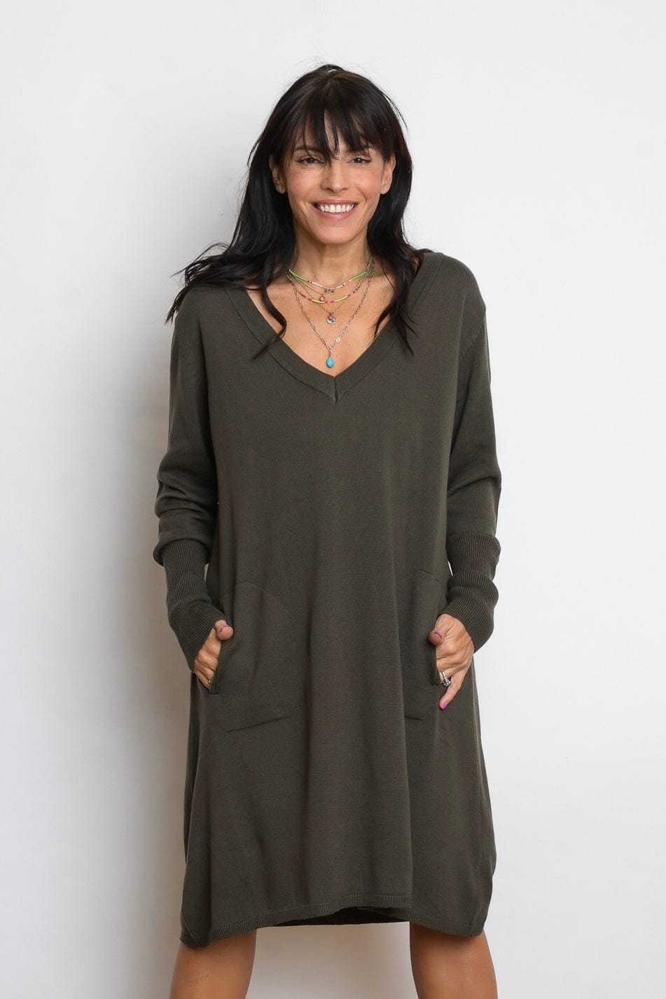 EVIA שמלת סריג מיני ירוק image 1