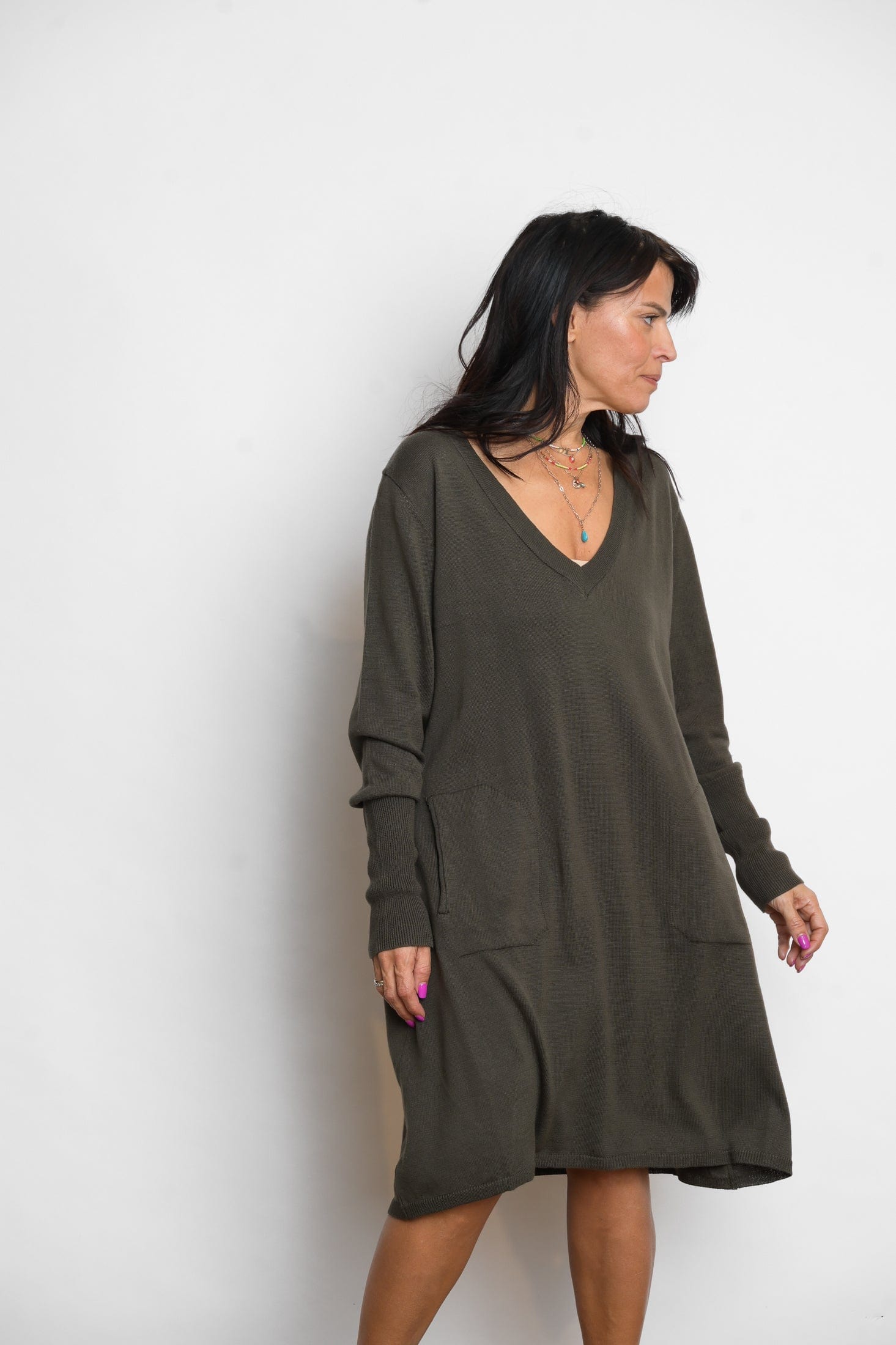 EVIA שמלת סריג מיני ירוק image 7