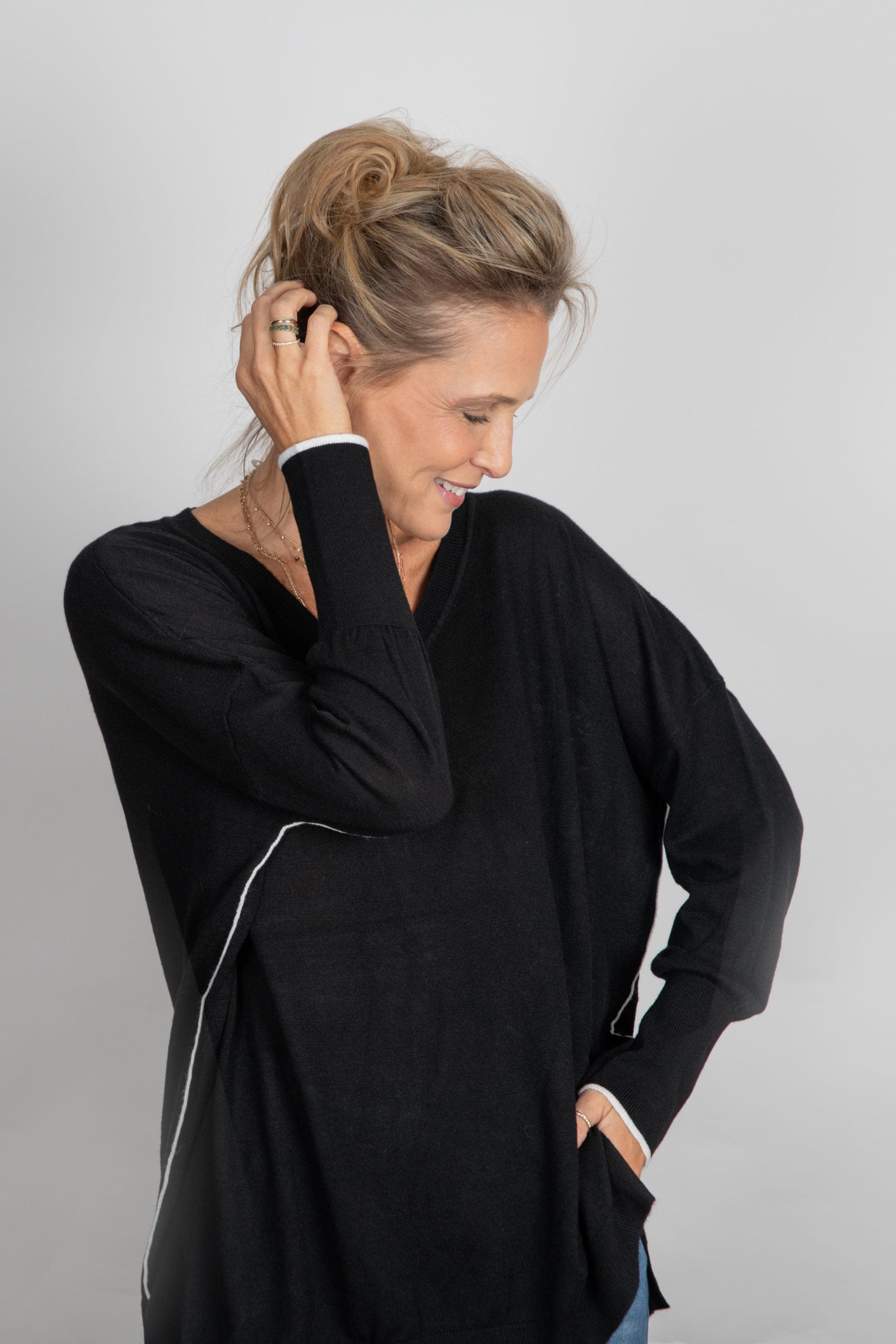 LENNOX  V סריג אוברסייז שחור image 9