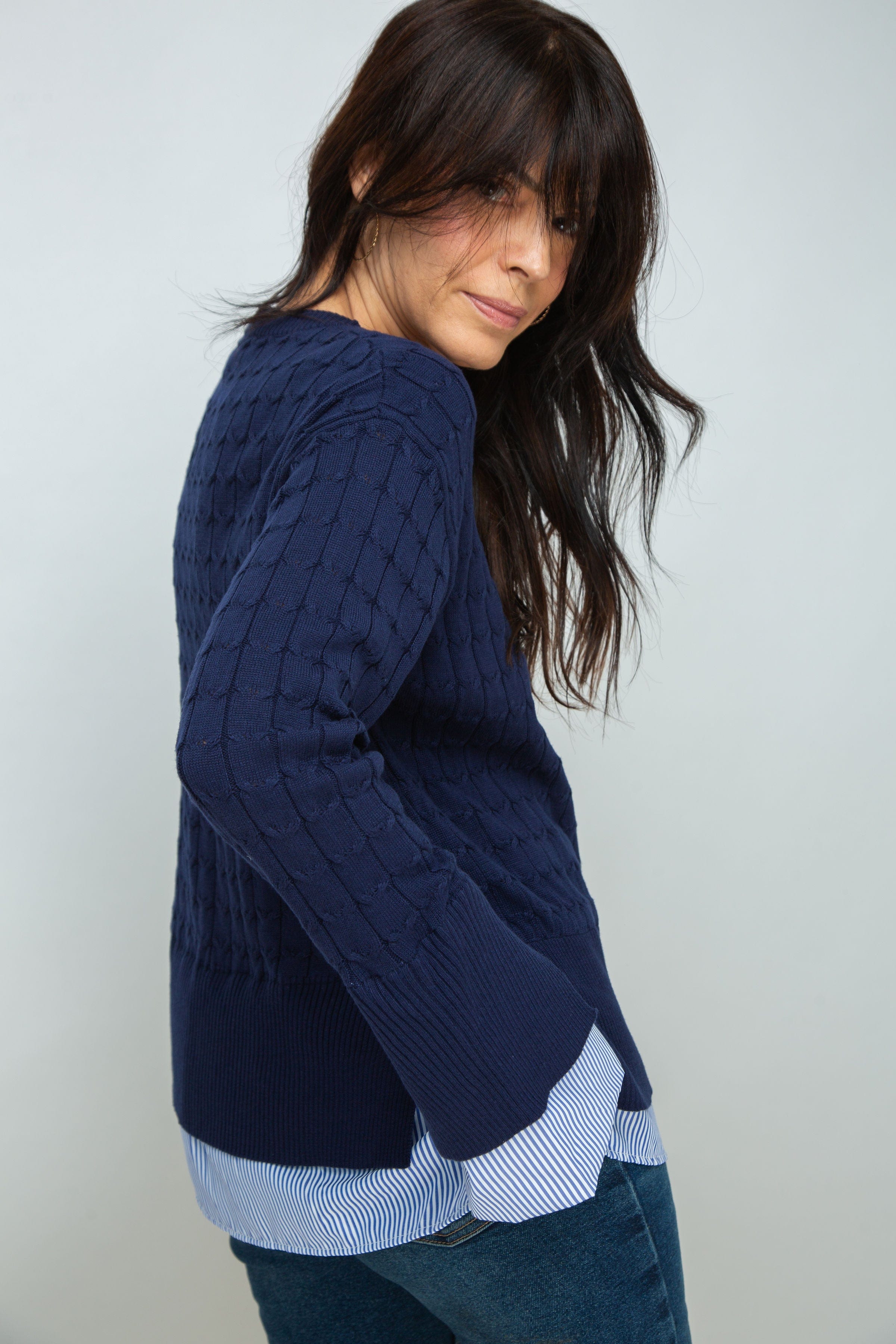 ST.MORITZ סריג צמות חולצה כחול image 8