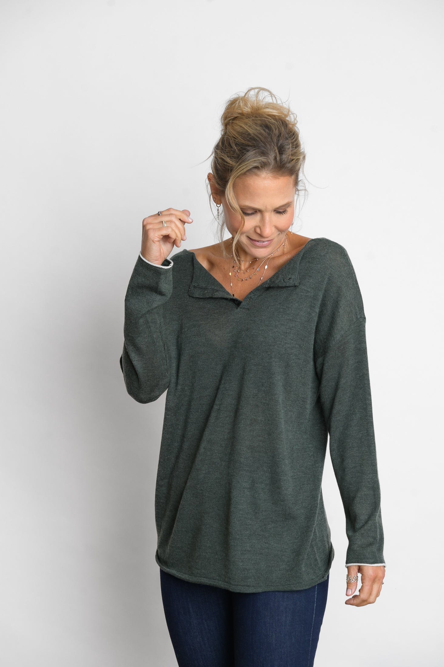 TILOS סריג כפתורים ירוק image 3