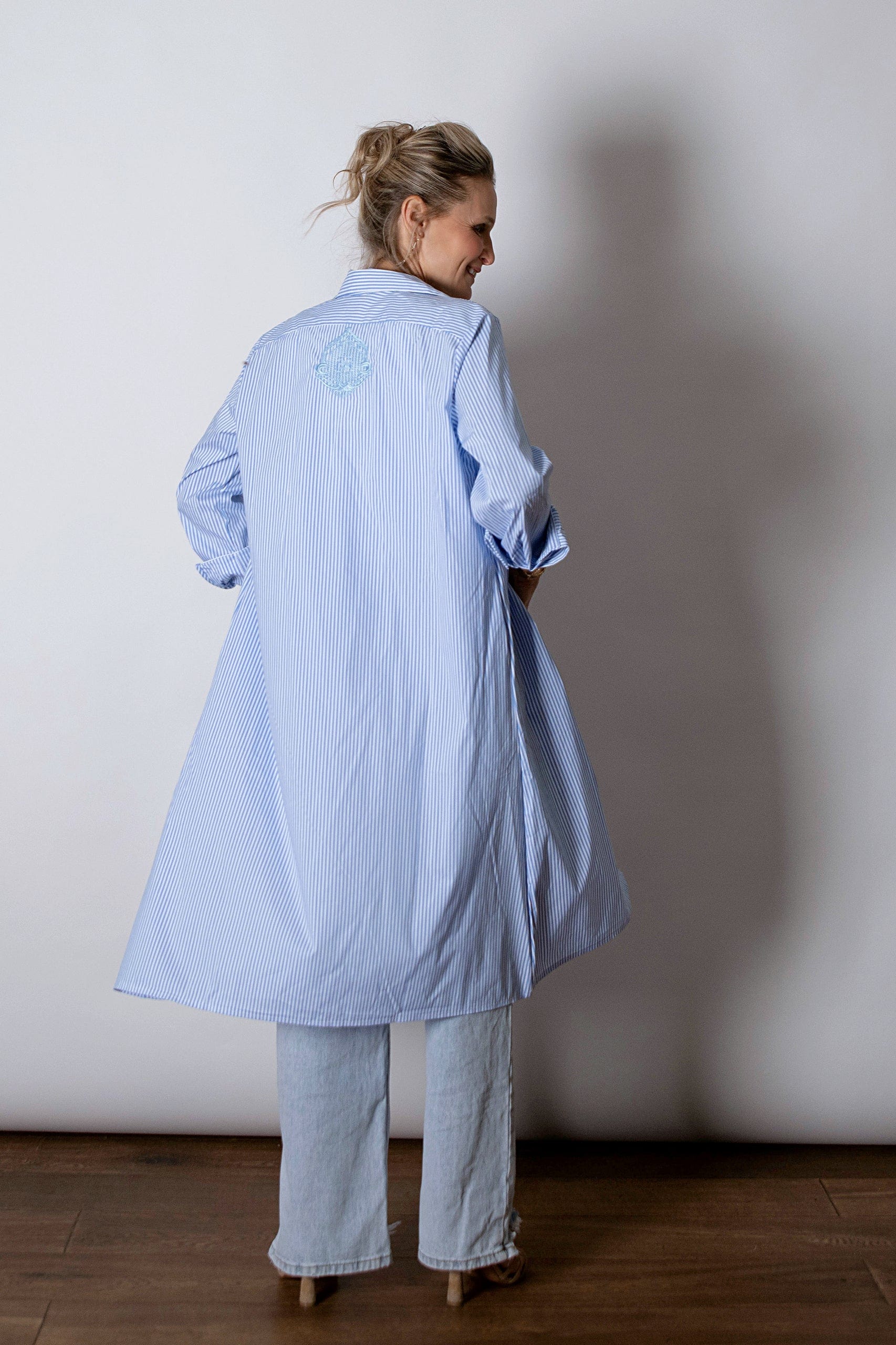 STRIP DRESS שמלה מידי פסים תכלת image 10