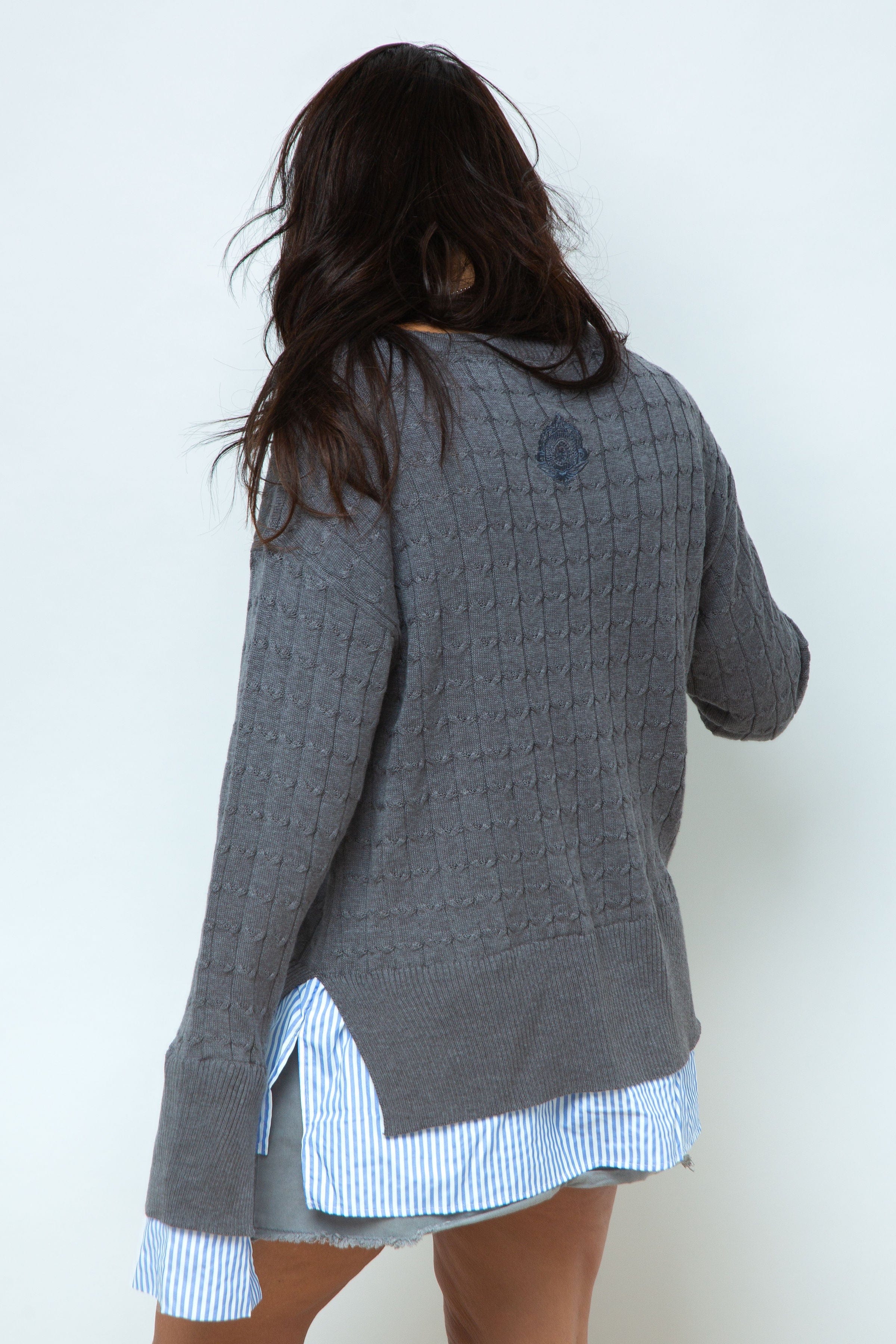 ST.MORITZ סריג צמות חולצה אפור image 7