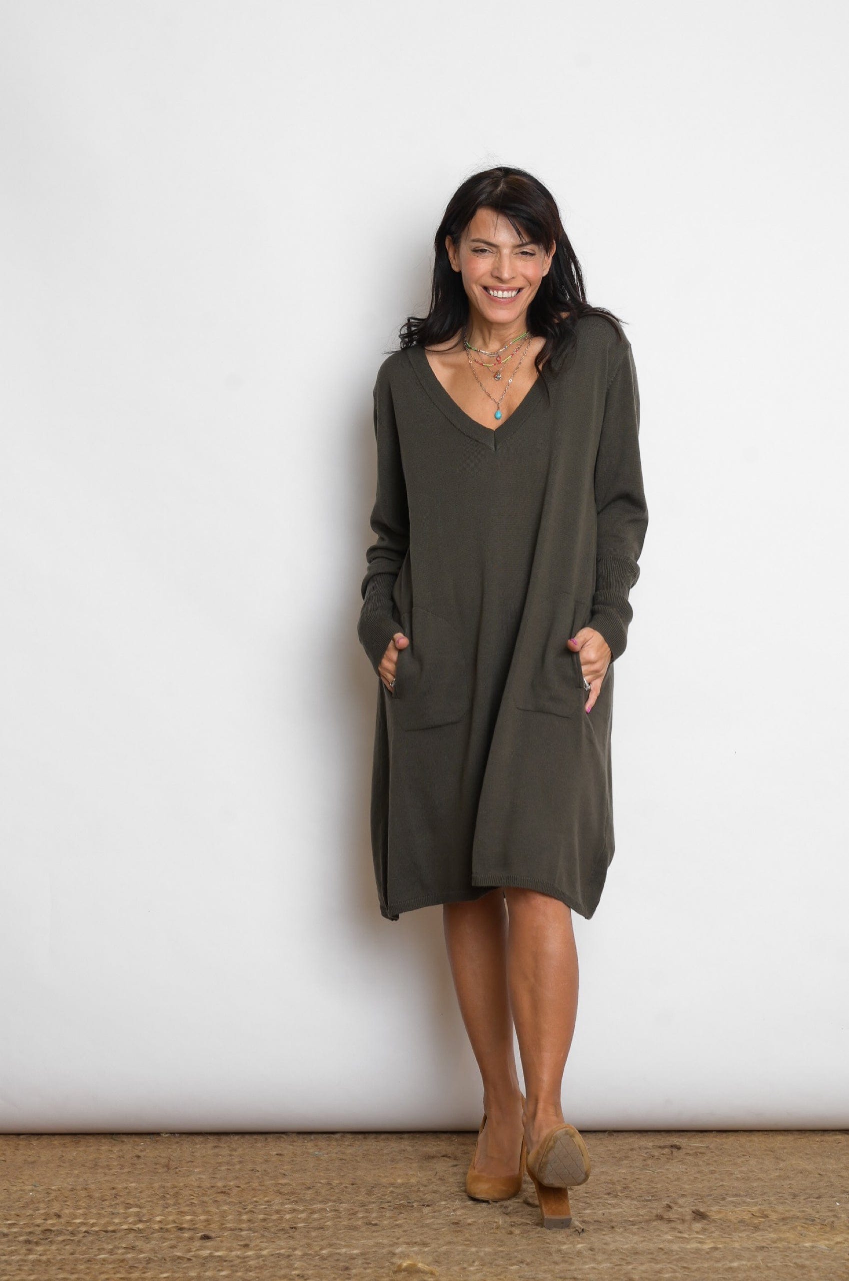 EVIA שמלת סריג מיני ירוק image 6