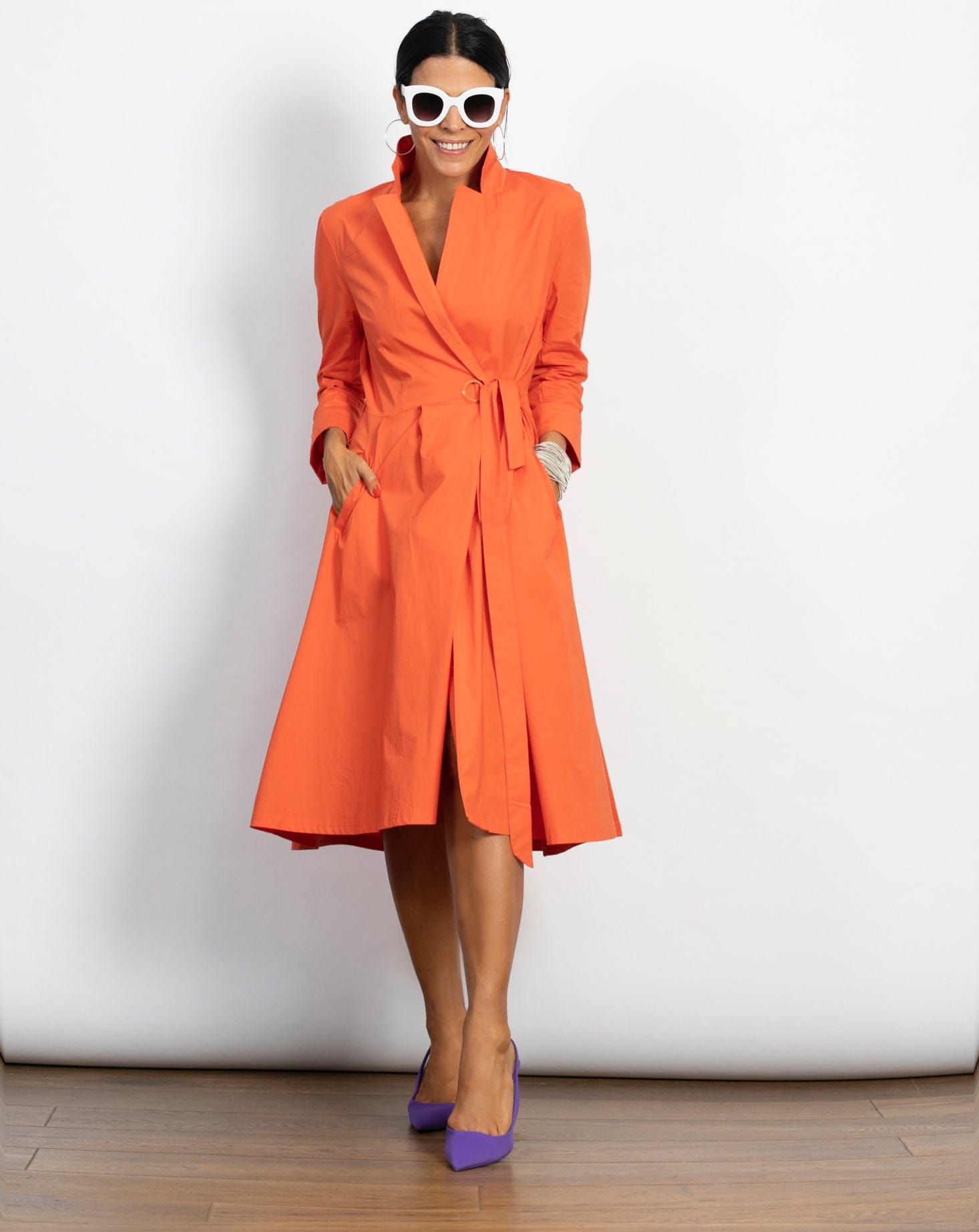 ATLAS  שמלת מעטפת כתומה image 4