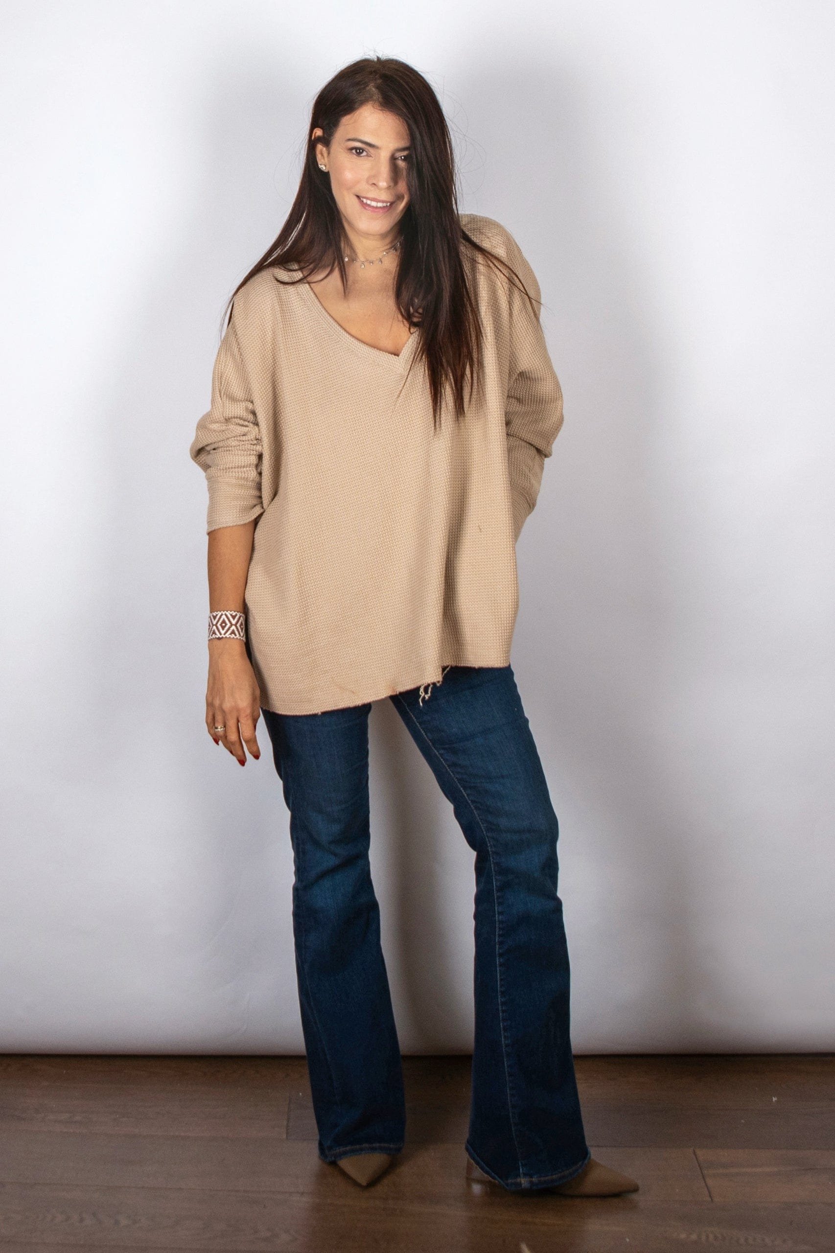 RIKI חולצת אוברסייז וופל image 3