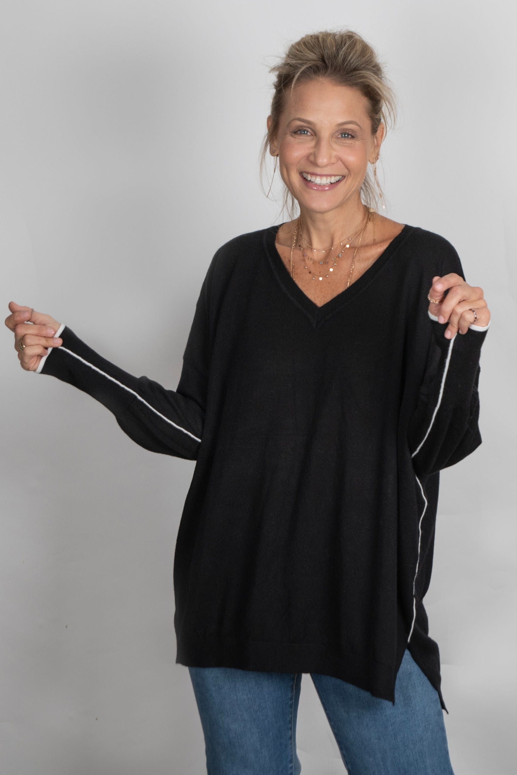 LENNOX  V סריג אוברסייז שחור image 5