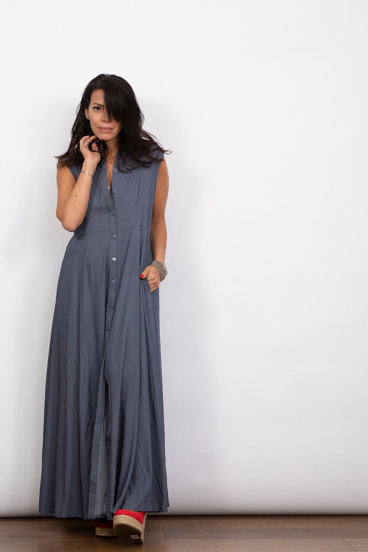 LIMA שמלה מקסי כפתורים image 4