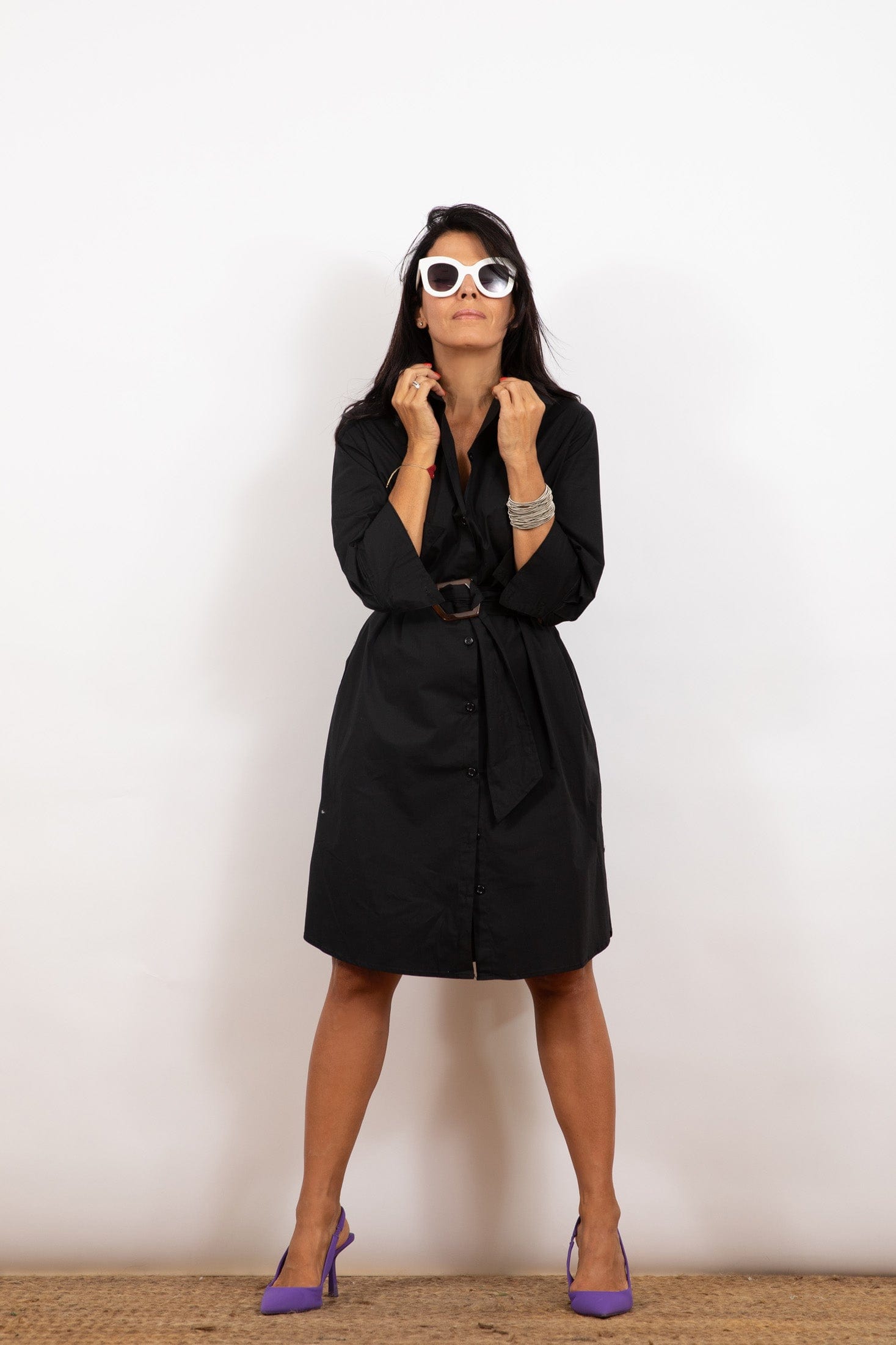 D DRESS שמלה שחורה עם חגורה image 7