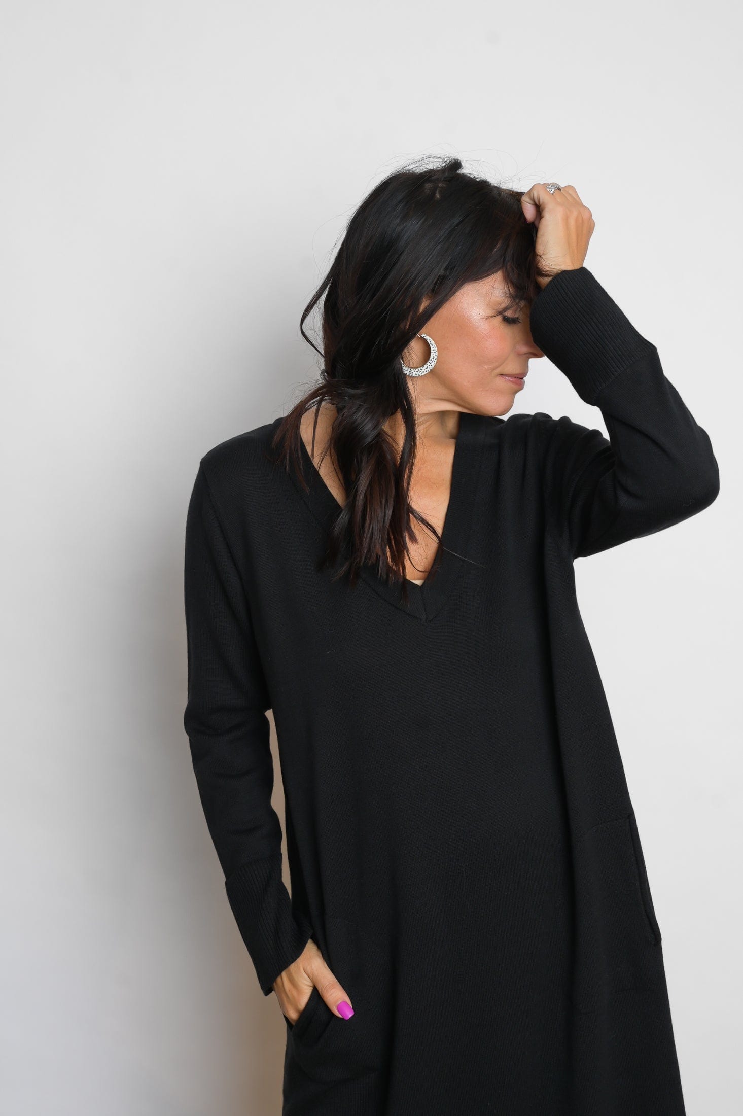 NIMOS  שמלת סריג שחורה ארוכה image 5