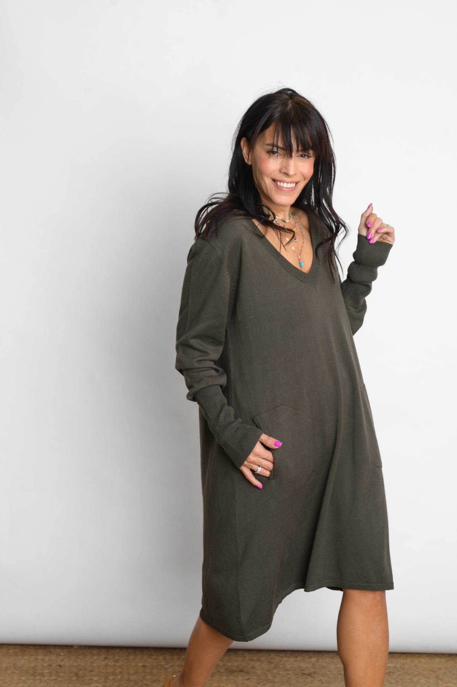 EVIA שמלת סריג מיני ירוק image 8