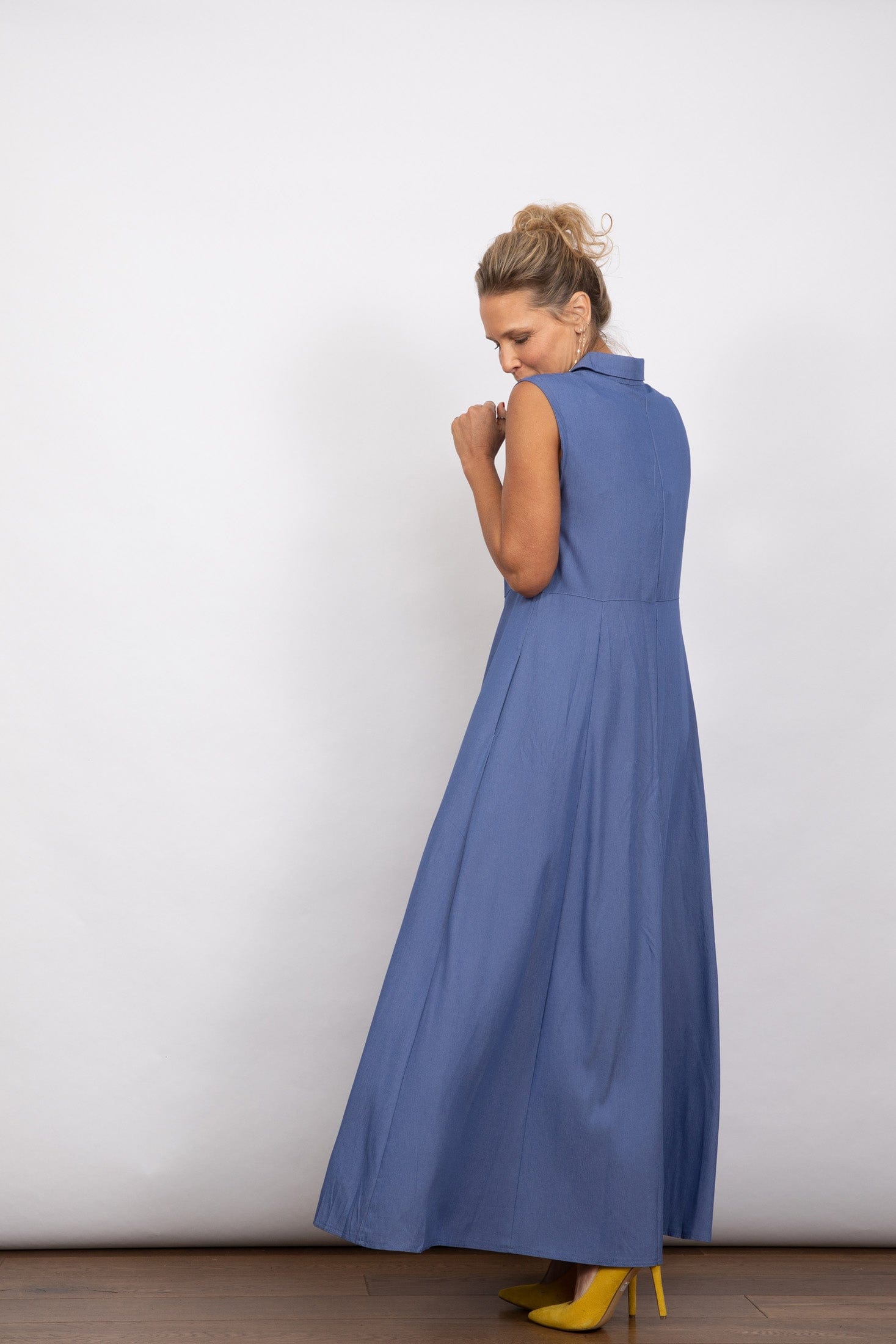 LIMA שמלה כחולה מקסי כפתורים image 4