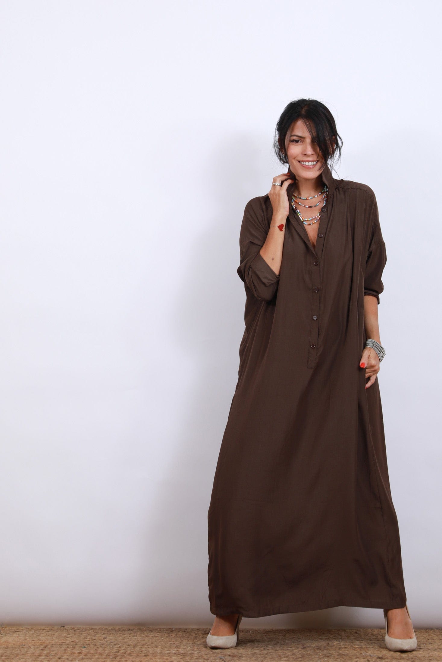 DEMON שמלה חומה מקסי image 5