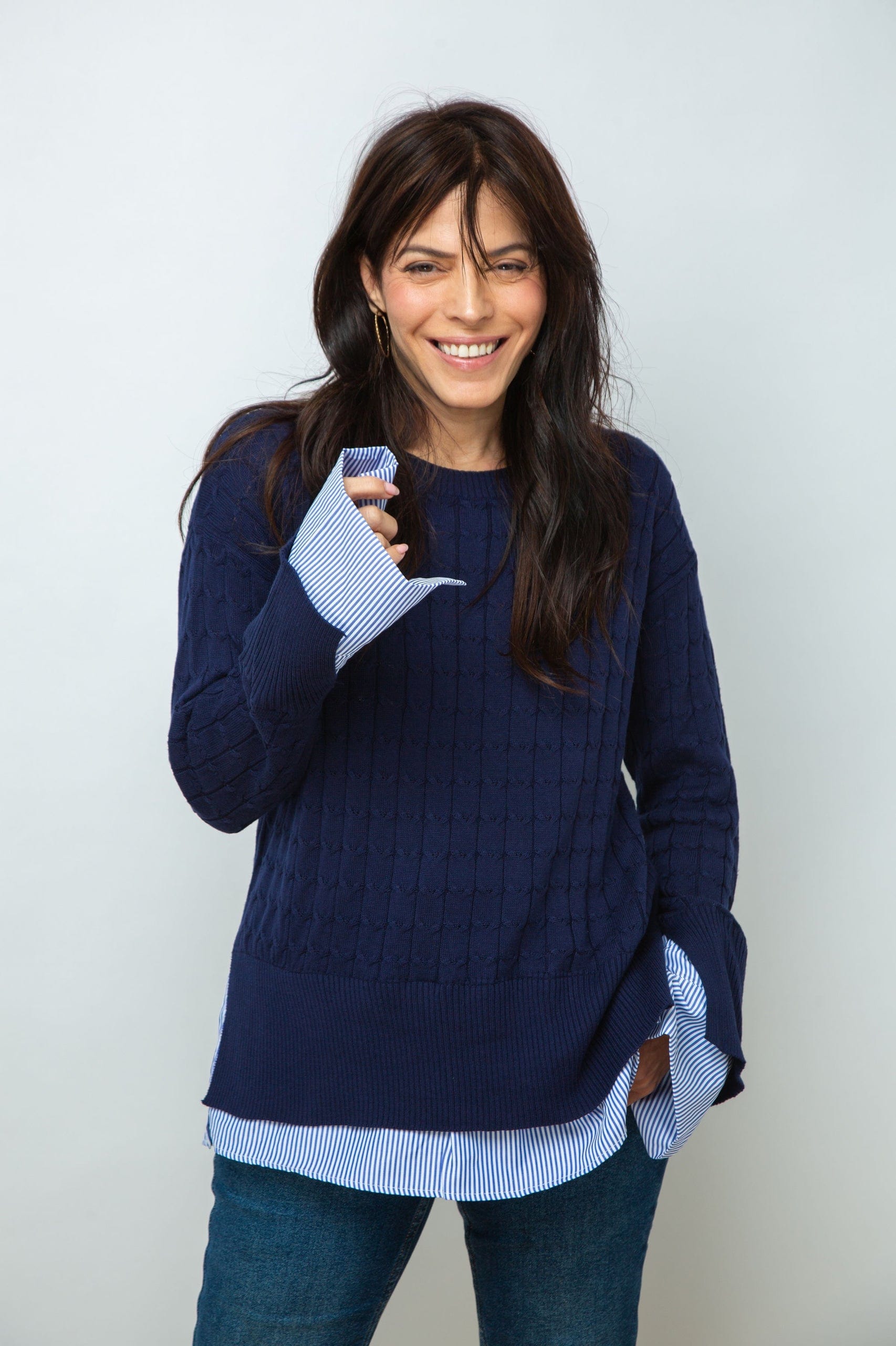 ST.MORITZ סריג צמות חולצה כחול image 3